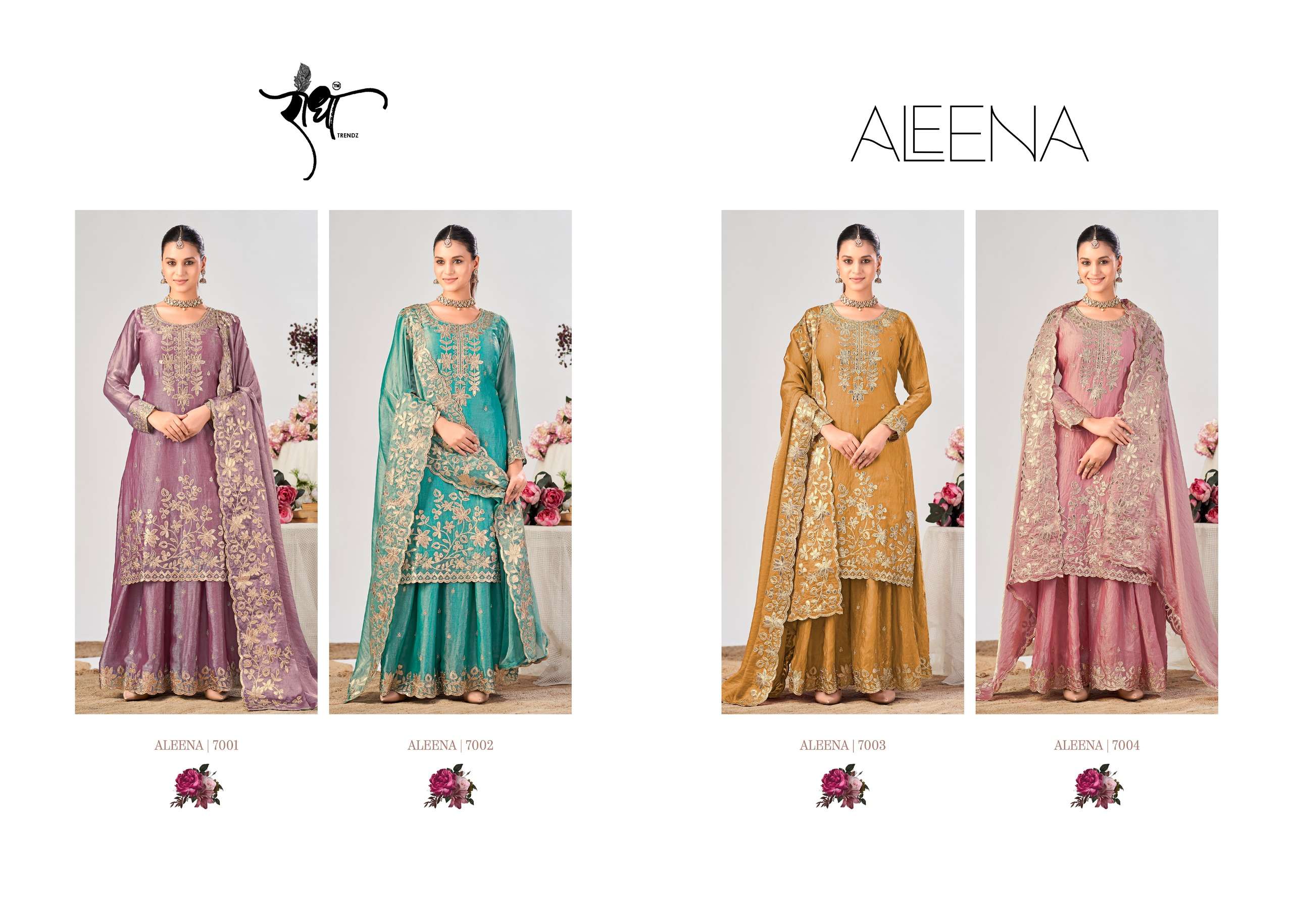 RADHA TRENDZ ALEENA SILK WITH HEAVY EMBROIDERY DESIGNER FESTIVE WEAR SUIT