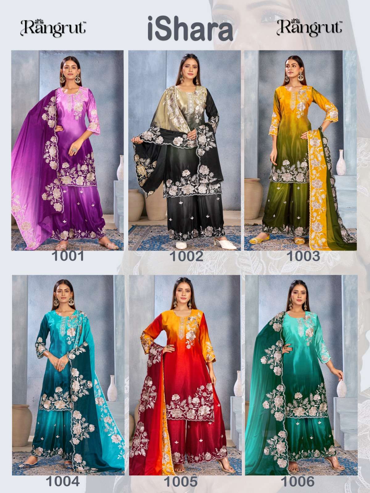 RANGRUT ISHARA CHINON WITH HEAVY EMBROIDERY DESIGNER READY MADE SUIT