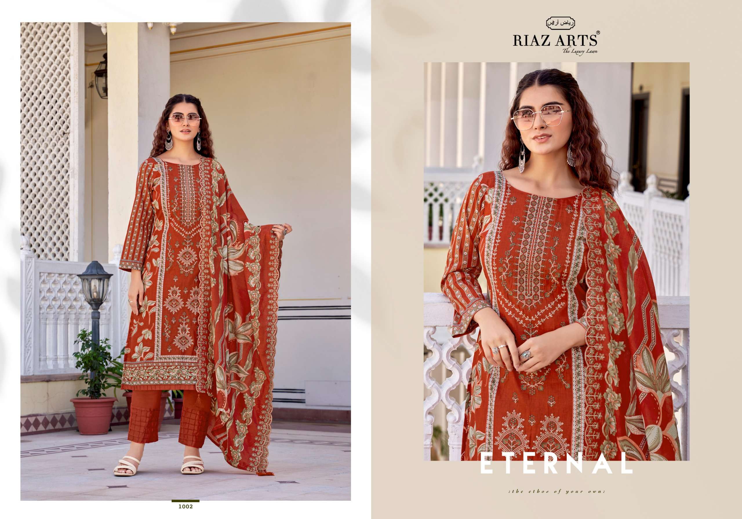 RIAZ ARTS ABU REHAN VOL 2 LAWN COTTON PRINT WITH EMBROIDERY WORK SUIT
