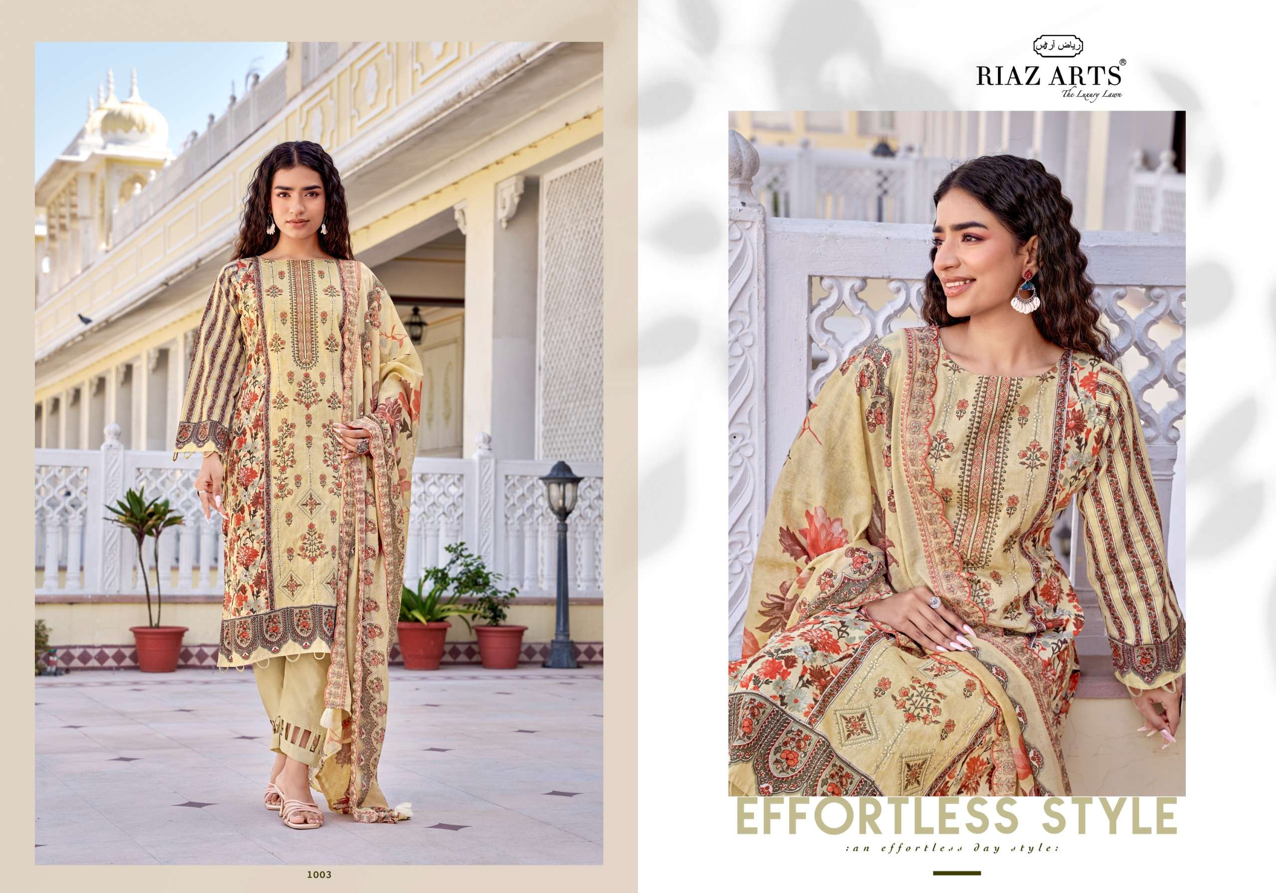 RIAZ ARTS ABU REHAN VOL 2 LAWN COTTON PRINT WITH EMBROIDERY WORK SUIT