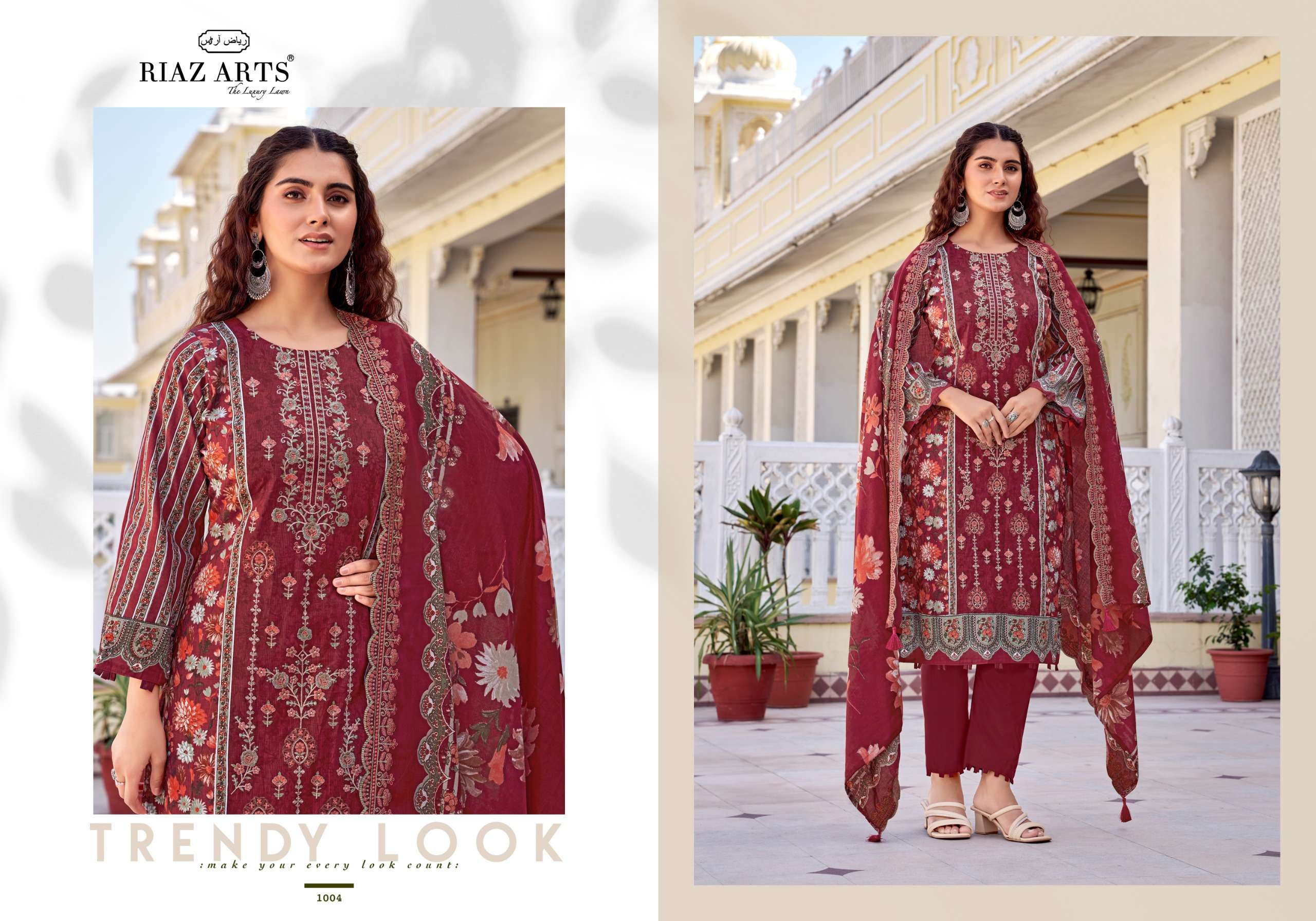 RIAZ ARTS ABU REHAN VOL 2 LAWN COTTON PRINT WITH EMBROIDERY WORK SUIT