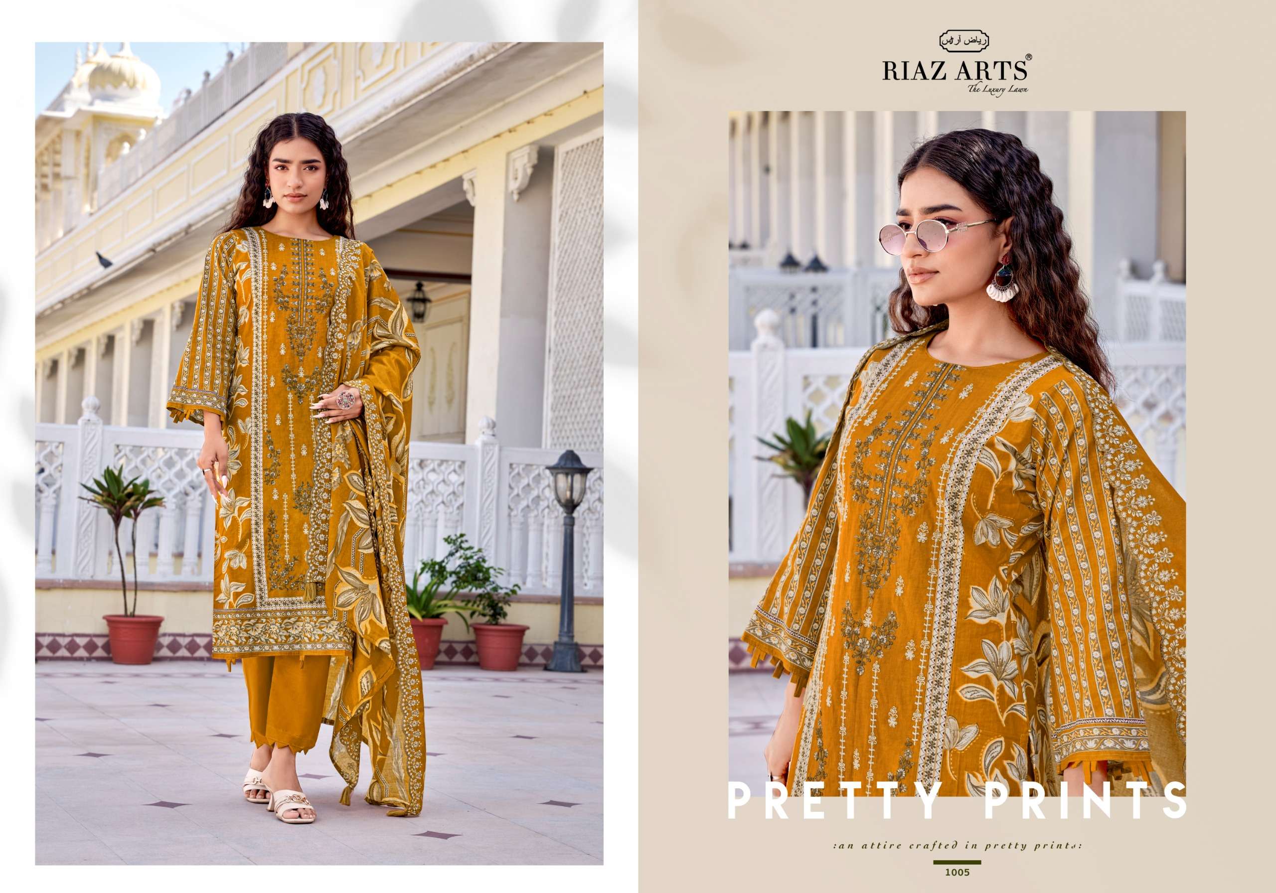 RIAZ ARTS ABU REHAN VOL 2 LAWN COTTON PRINT WITH EMBROIDERY WORK SUIT