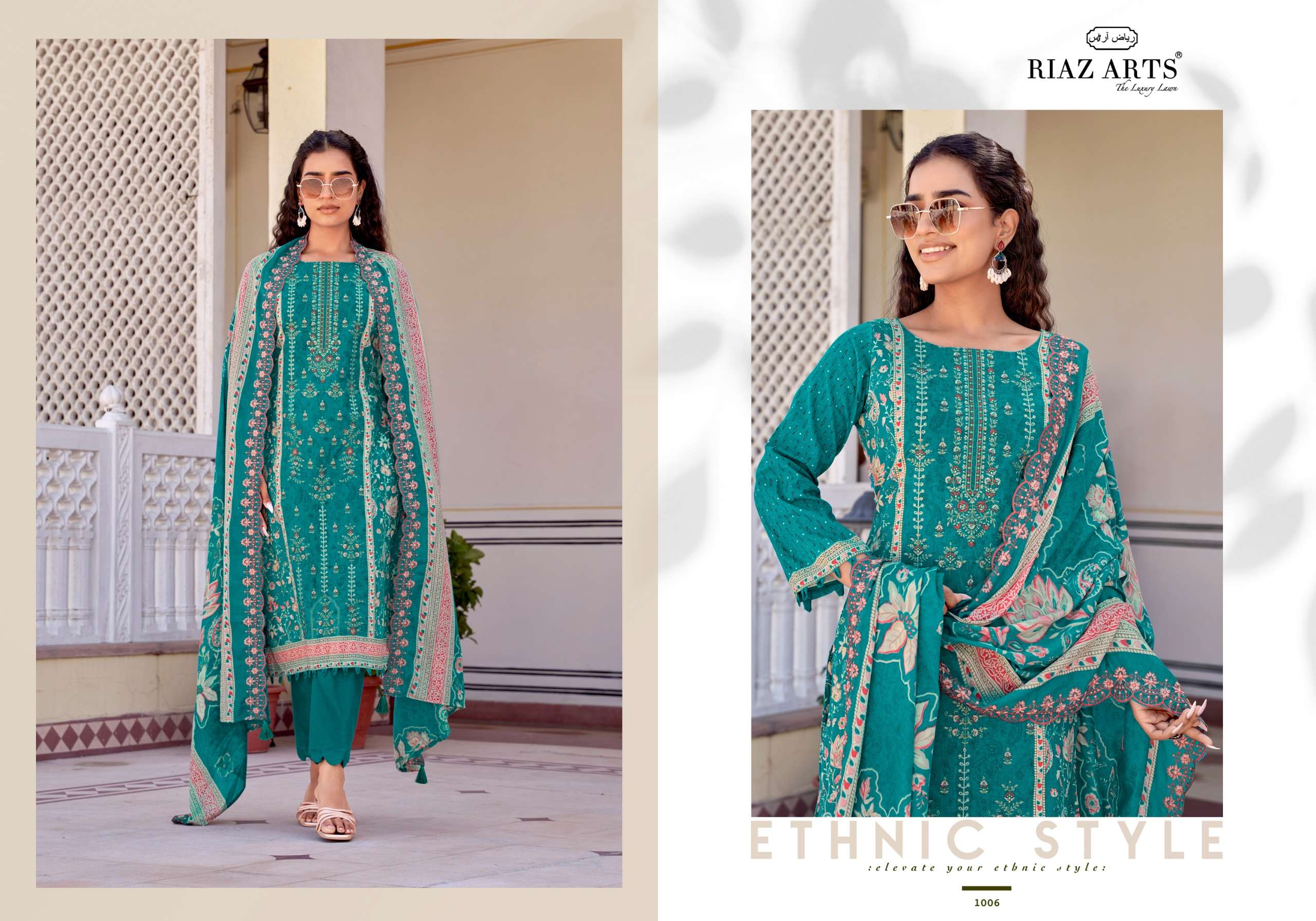 RIAZ ARTS ABU REHAN VOL 2 LAWN COTTON PRINT WITH EMBROIDERY WORK SUIT