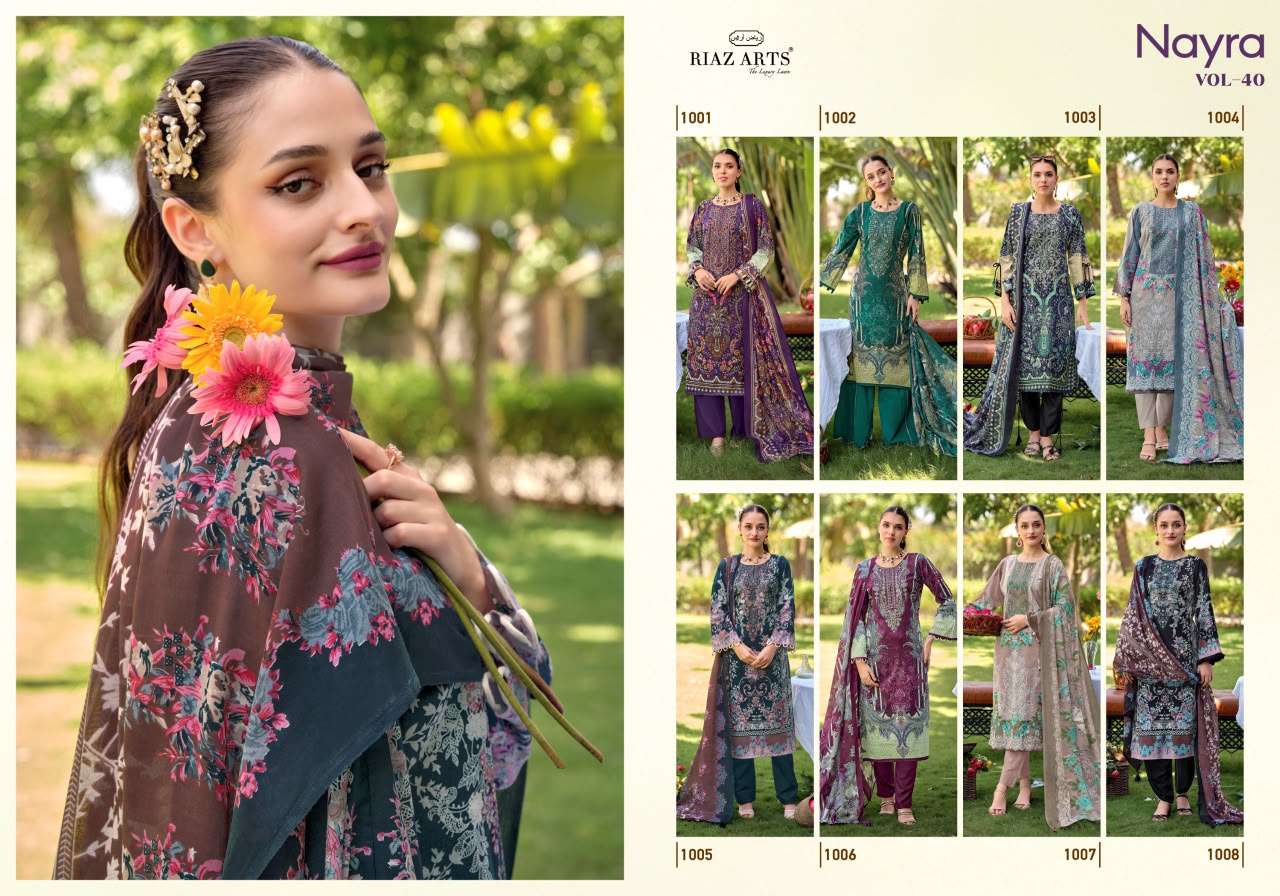 RIAZ ARTS NAYRA VOL 40 COTTON DIGITAL PRINTS WITH FANCY WORKS SUIT