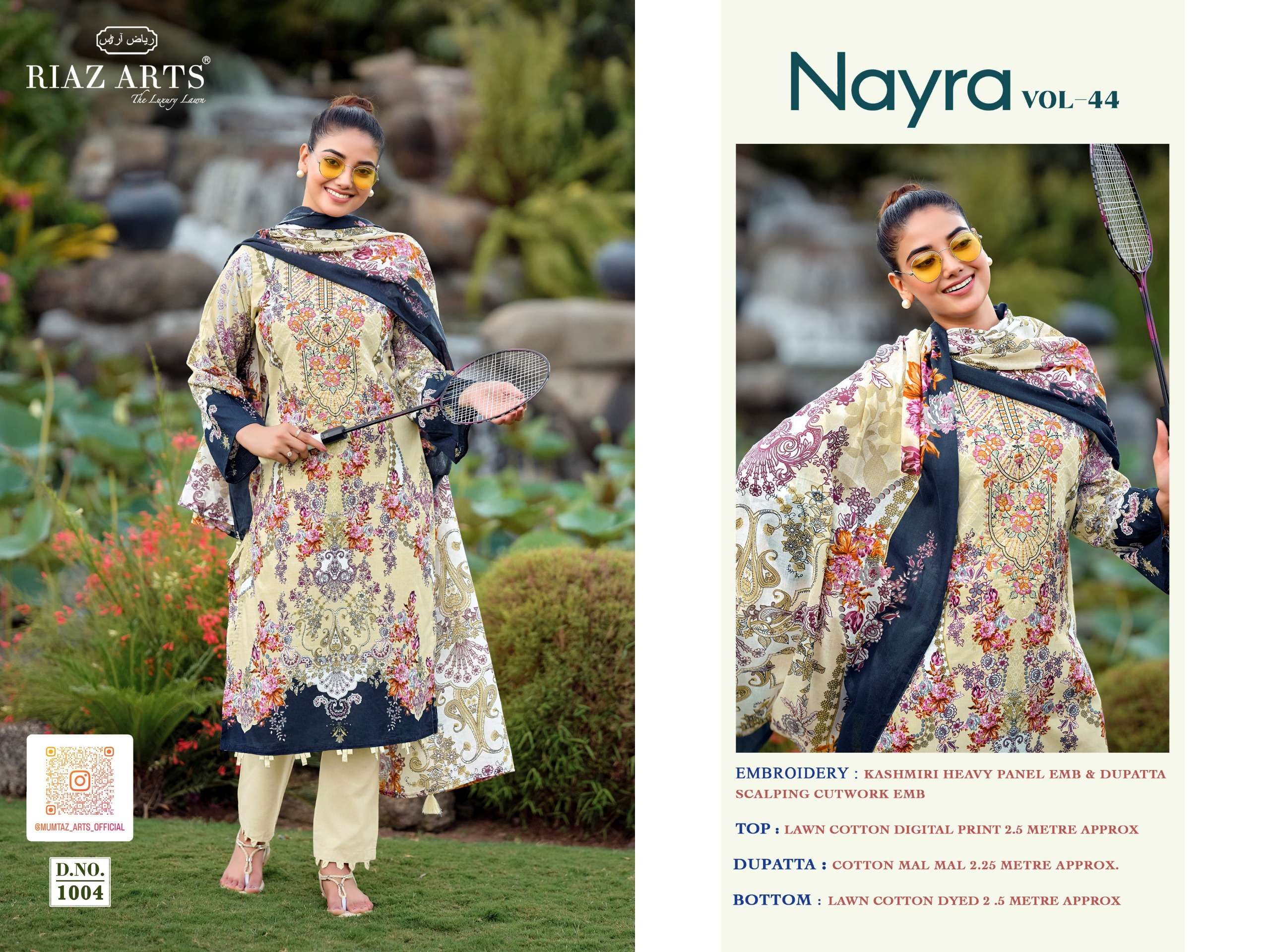 RIAZ ARTS NAYRA VOL 44 COTTON DIGITAL PRINTS WITH FANCY EMBROIDERY WORK SUIT