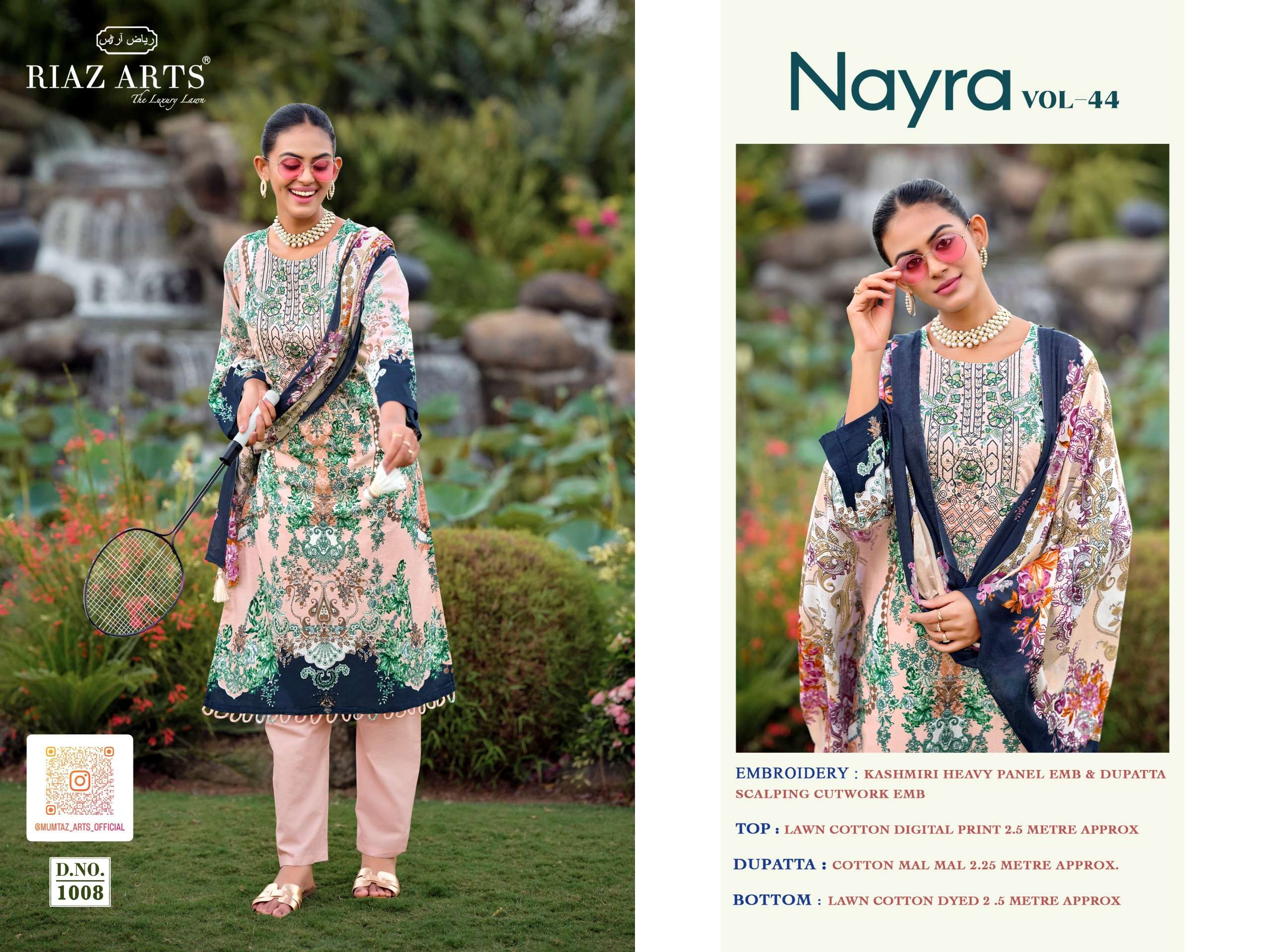 RIAZ ARTS NAYRA VOL 44 COTTON DIGITAL PRINTS WITH FANCY EMBROIDERY WORK SUIT