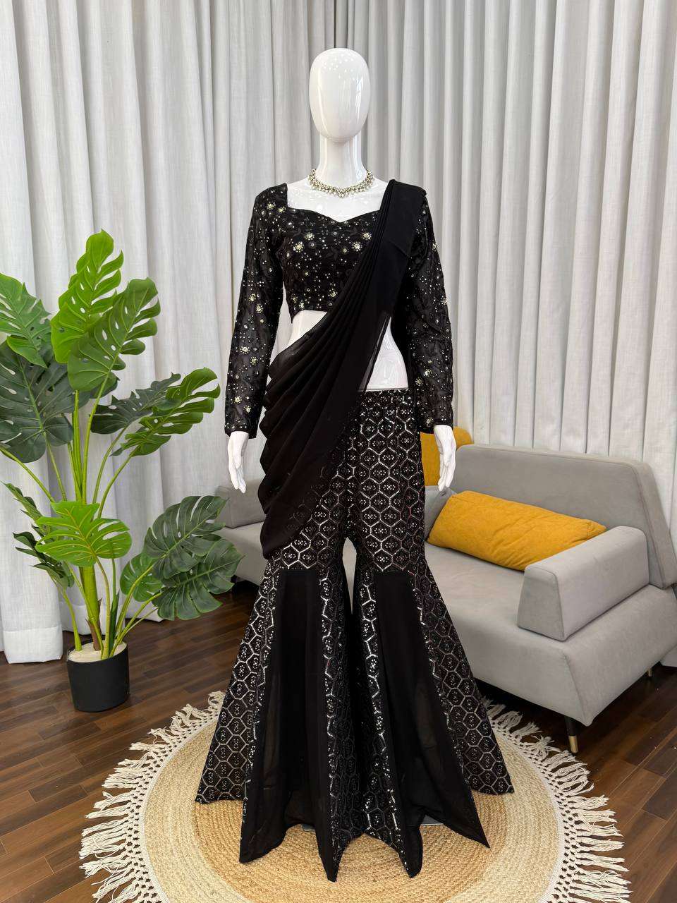 RTC 5994 FOX GEORGETTE SEQUENCE EMBROIDERY DESIGNER WORK WEDDING FUNCTION WEAR DRESS