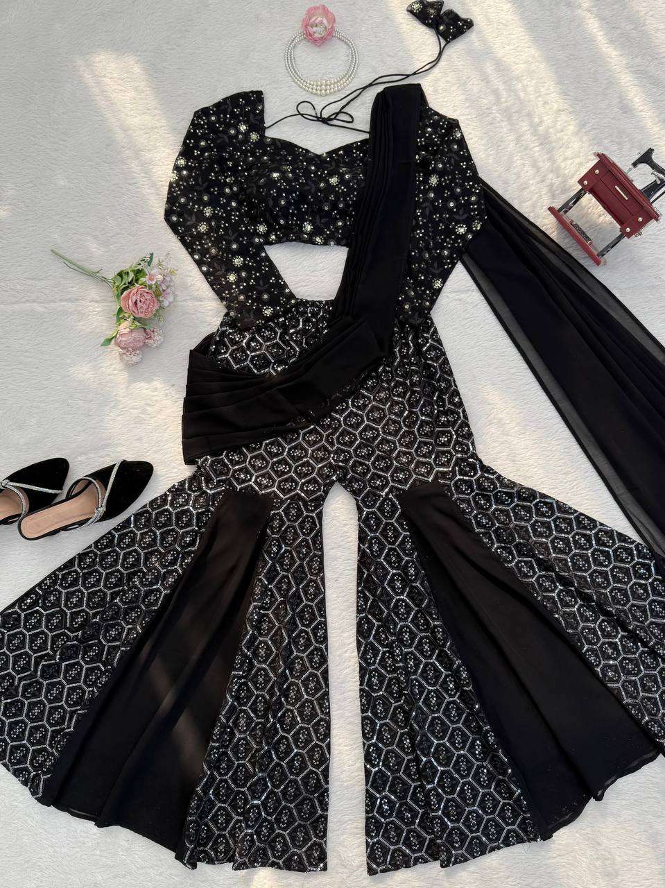 RTC 5994 FOX GEORGETTE SEQUENCE EMBROIDERY DESIGNER WORK WEDDING FUNCTION WEAR DRESS