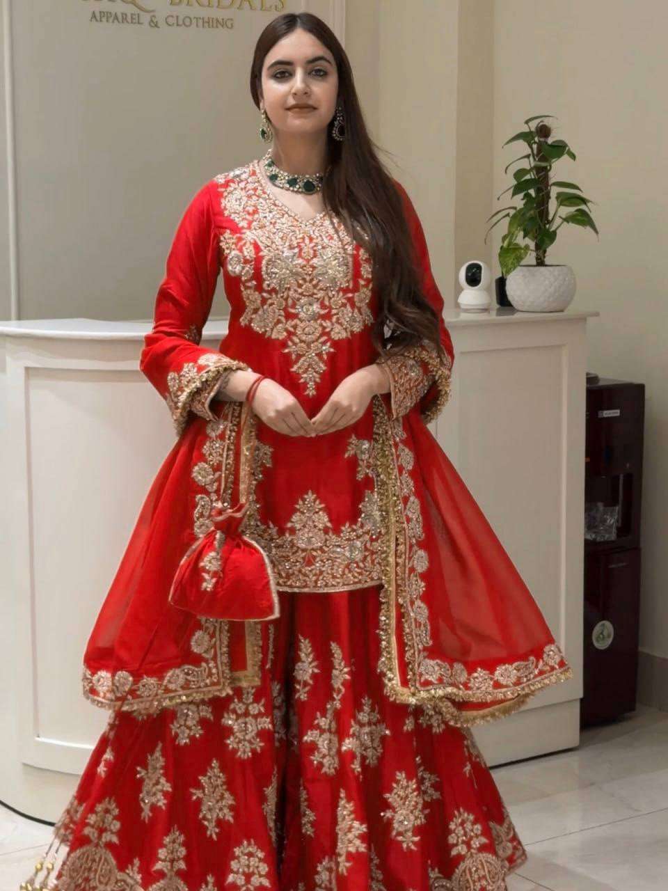 RTC 6041 SILK HEAVY DESIGNER WORK WEDDING FUNCTION WEAR SHARARA SUIT