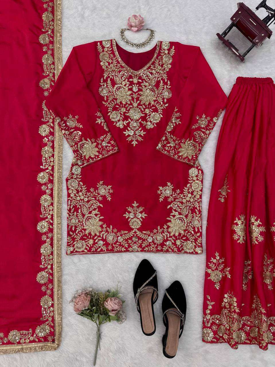 RTC 6041 SILK HEAVY DESIGNER WORK WEDDING FUNCTION WEAR SHARARA SUIT