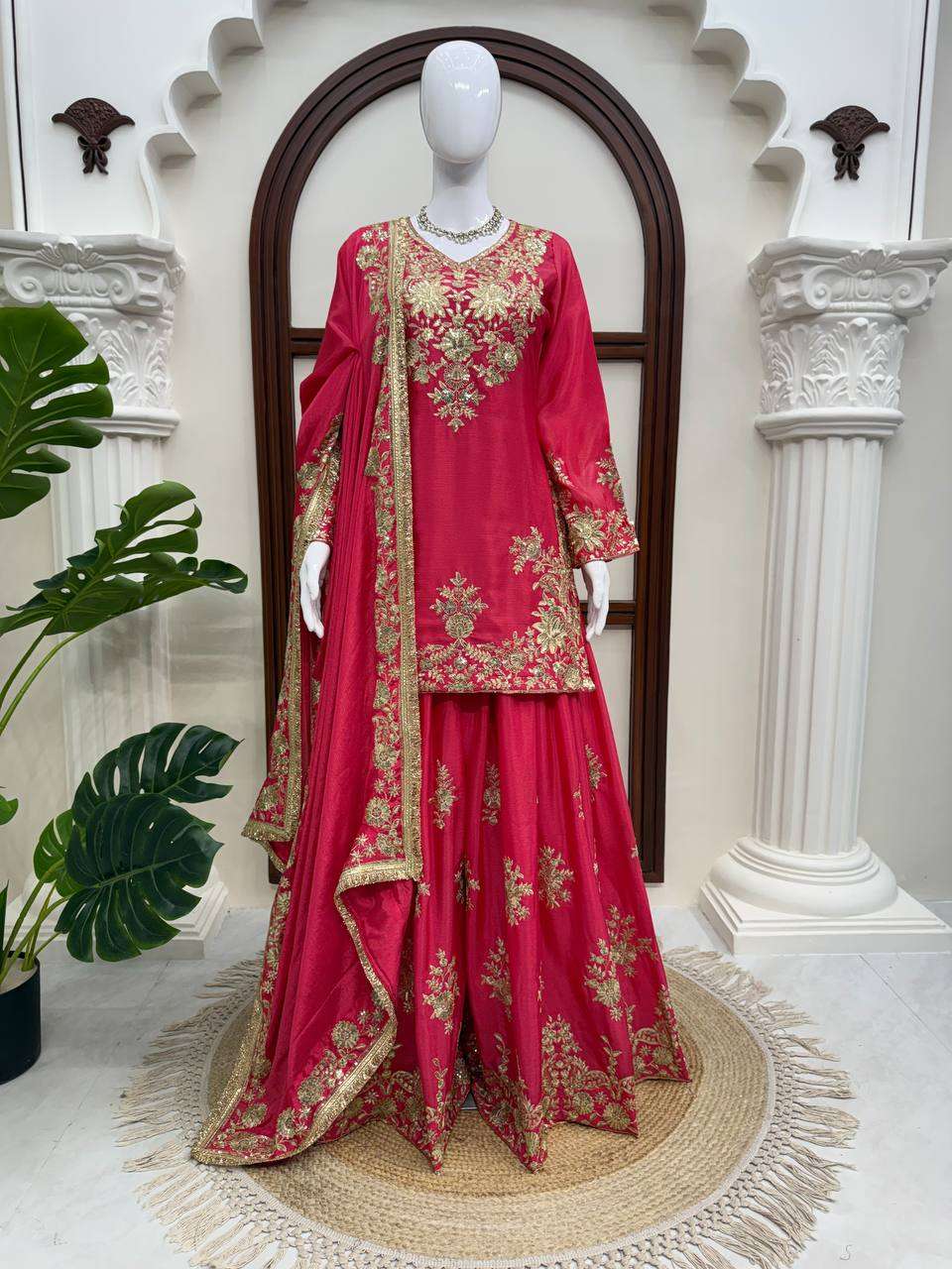 RTC 6041 SILK HEAVY DESIGNER WORK WEDDING FUNCTION WEAR SHARARA SUIT