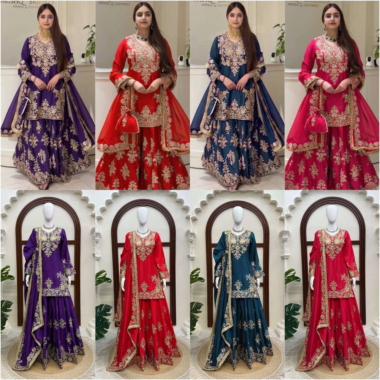 RTC 6041 SILK HEAVY DESIGNER WORK WEDDING FUNCTION WEAR SHARARA SUIT