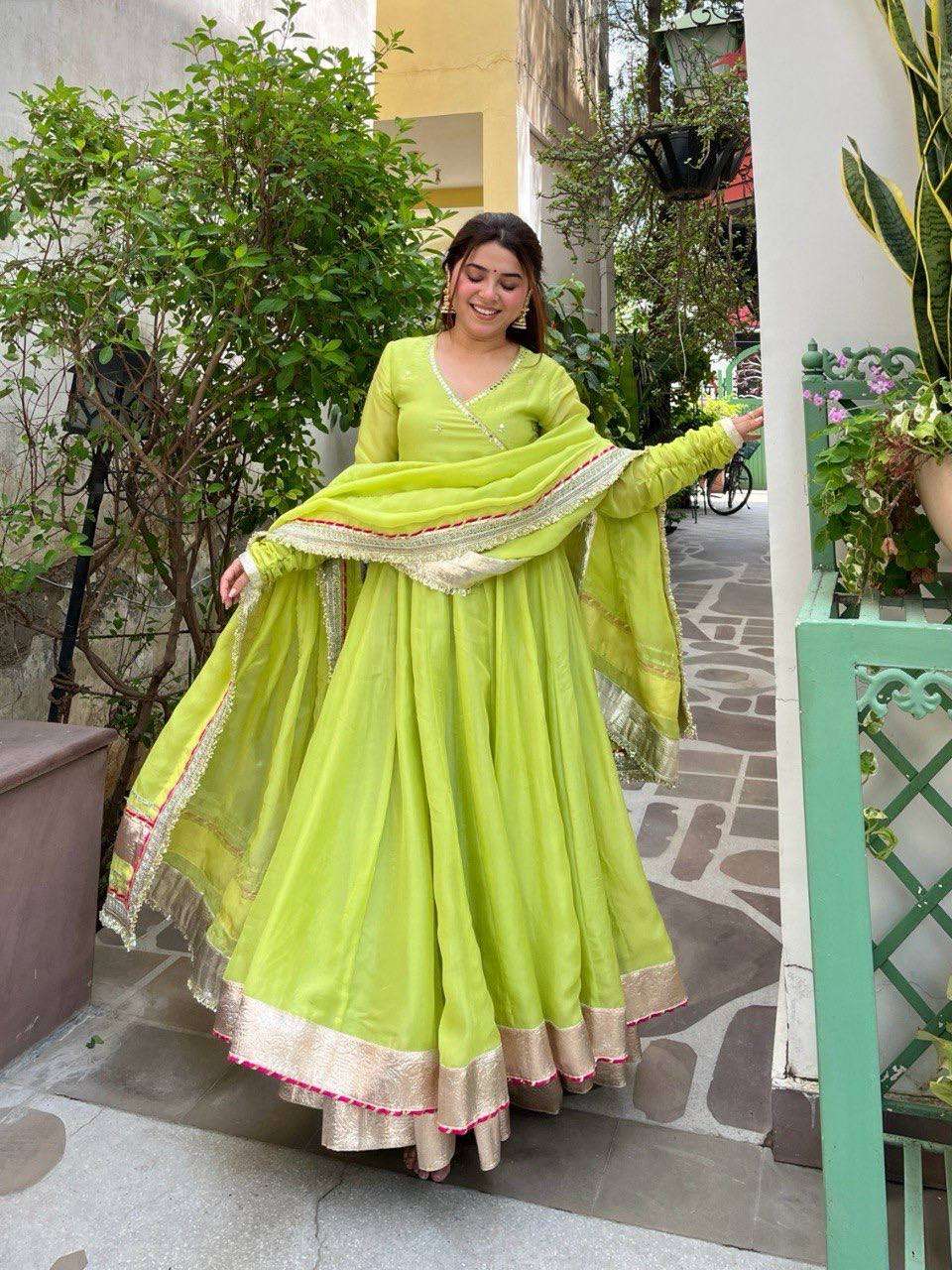 RTC 6048 ORGANZA SILK DESIGNER WORK READY MADE ANARKALI GOWN STYLE DRESS 