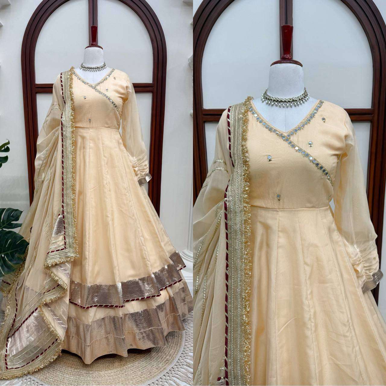 RTC 6048 ORGANZA SILK DESIGNER WORK READY MADE ANARKALI GOWN STYLE DRESS 