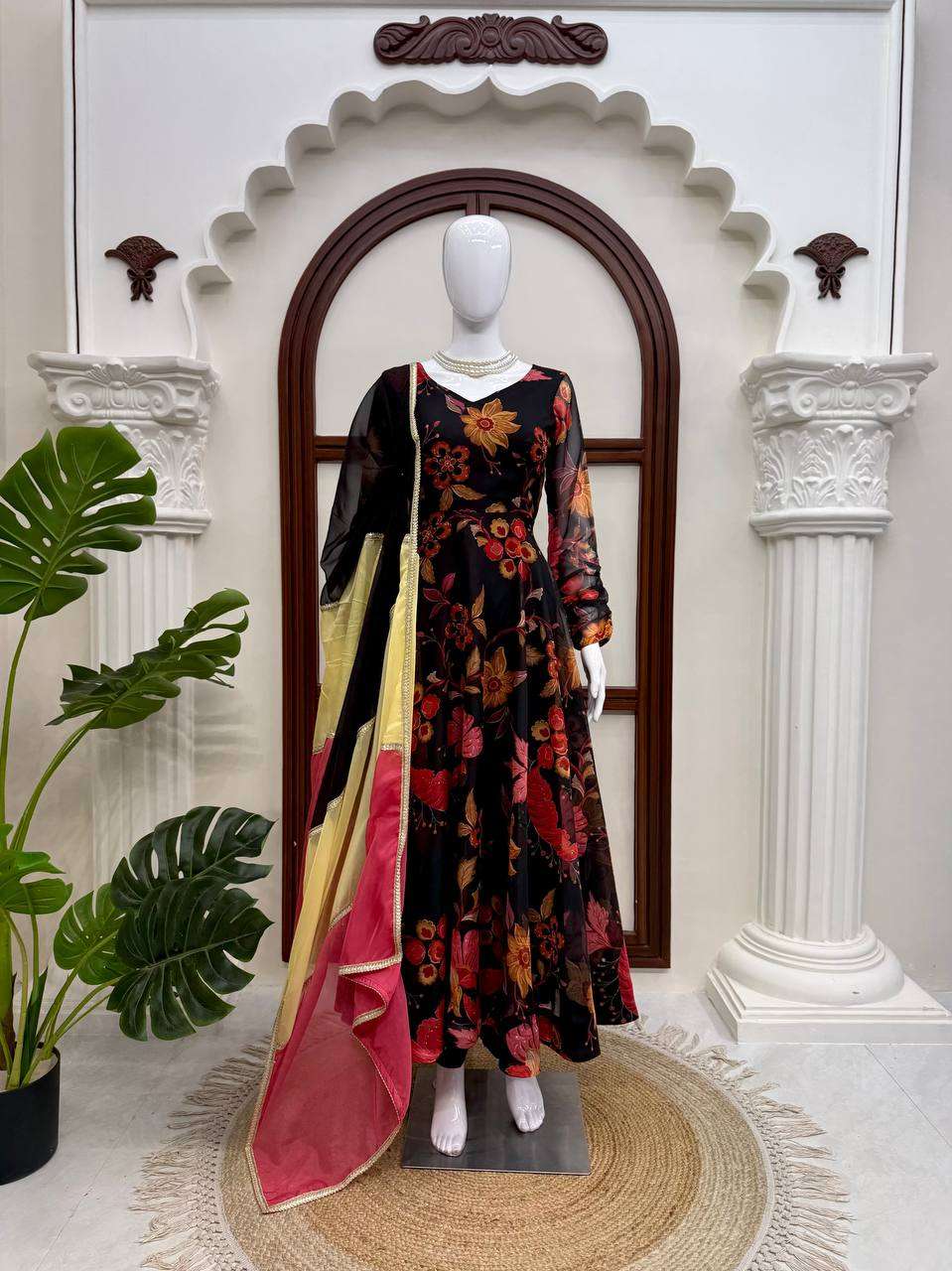 RTC 6058 ORGANZA DIGITAL PRINT DESIGNER WORK ANARKALI STYLE GOWN PENT AND DUPATTA SET 