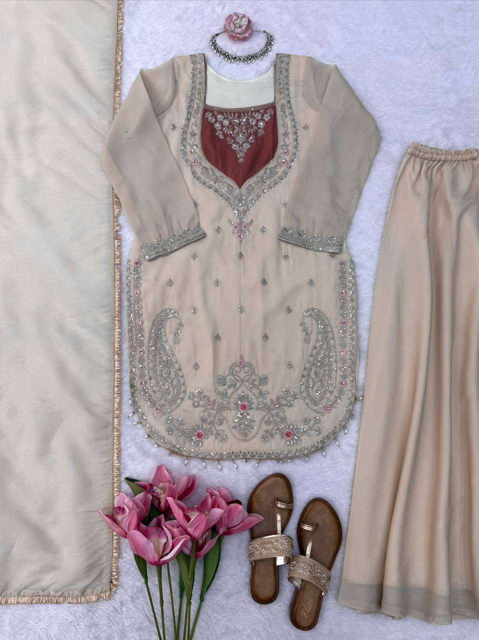 RTC 6065 SIMER FABRIC HEAVY SEQUENCE EMBROIDERY DESIGNER READY MADE FESTIVE WEAR SUIT