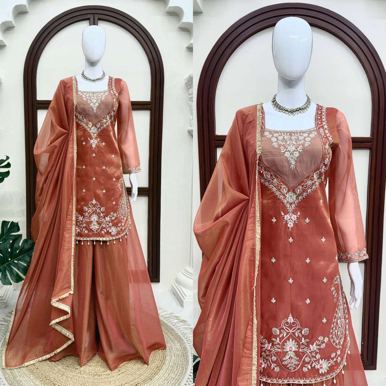 RTC 6065 SIMER FABRIC HEAVY SEQUENCE EMBROIDERY DESIGNER READY MADE FESTIVE WEAR SUIT