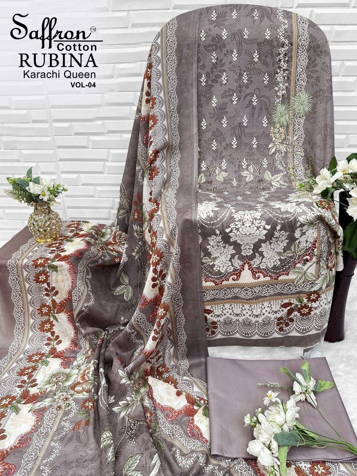 SAFFRON COTTON RUBINA KARACHI QUEEN VOL 4 COTTON DIGITAL PRINTS SALWAR SUIT