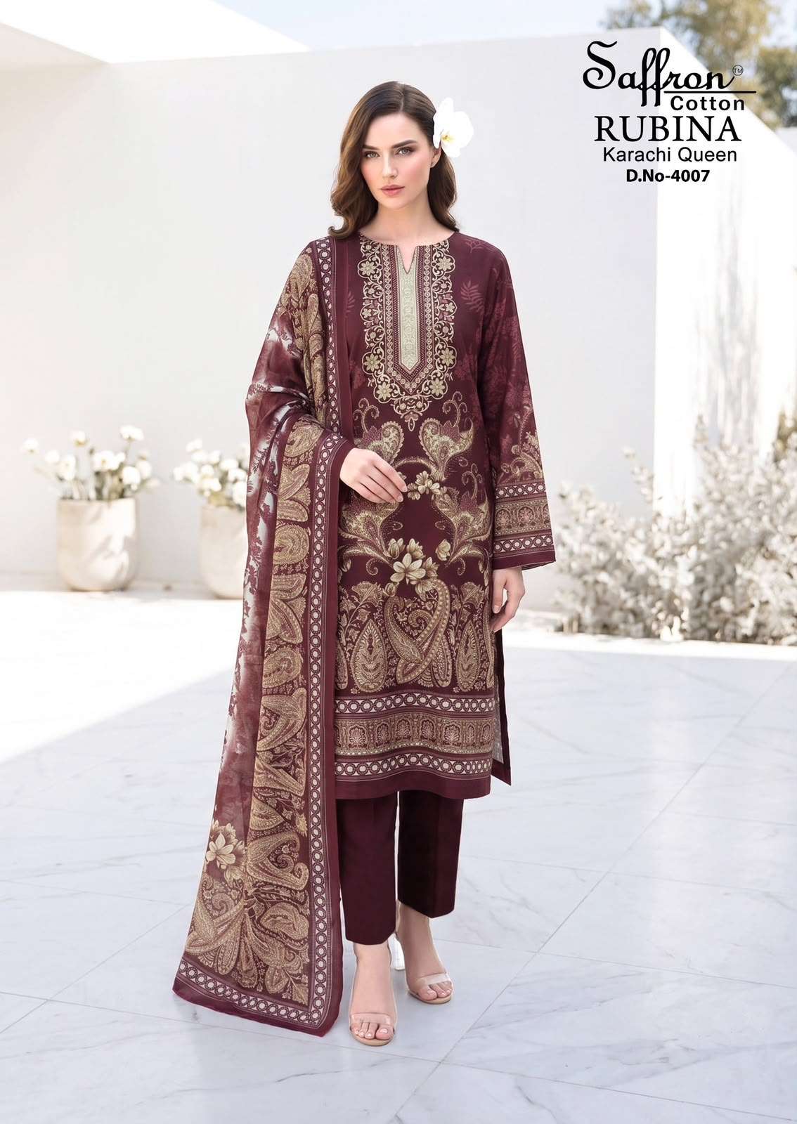 SAFFRON COTTON RUBINA KARACHI QUEEN VOL 4 COTTON DIGITAL PRINTS SALWAR SUIT