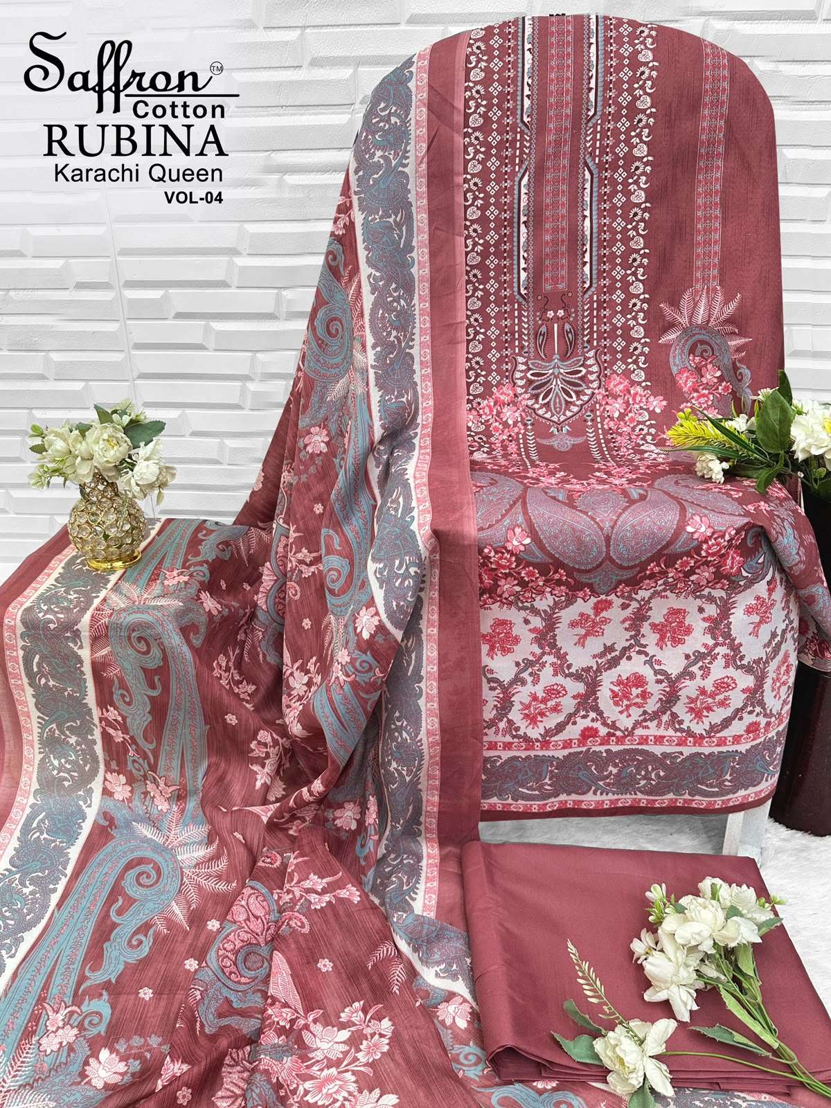 SAFFRON COTTON RUBINA KARACHI QUEEN VOL 4 COTTON DIGITAL PRINTS SALWAR SUIT
