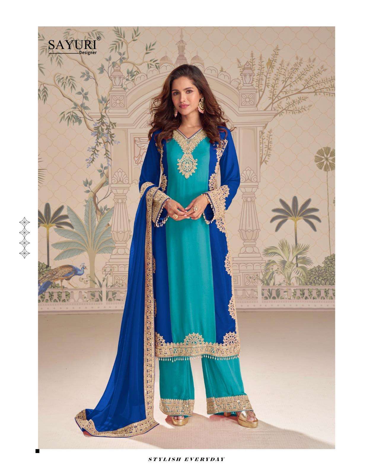 SAYURI DESIGNER KUMKUM GEROGETTE HEAVY EMBROIDERY DESIGNER WEDDING WEAR DRESS