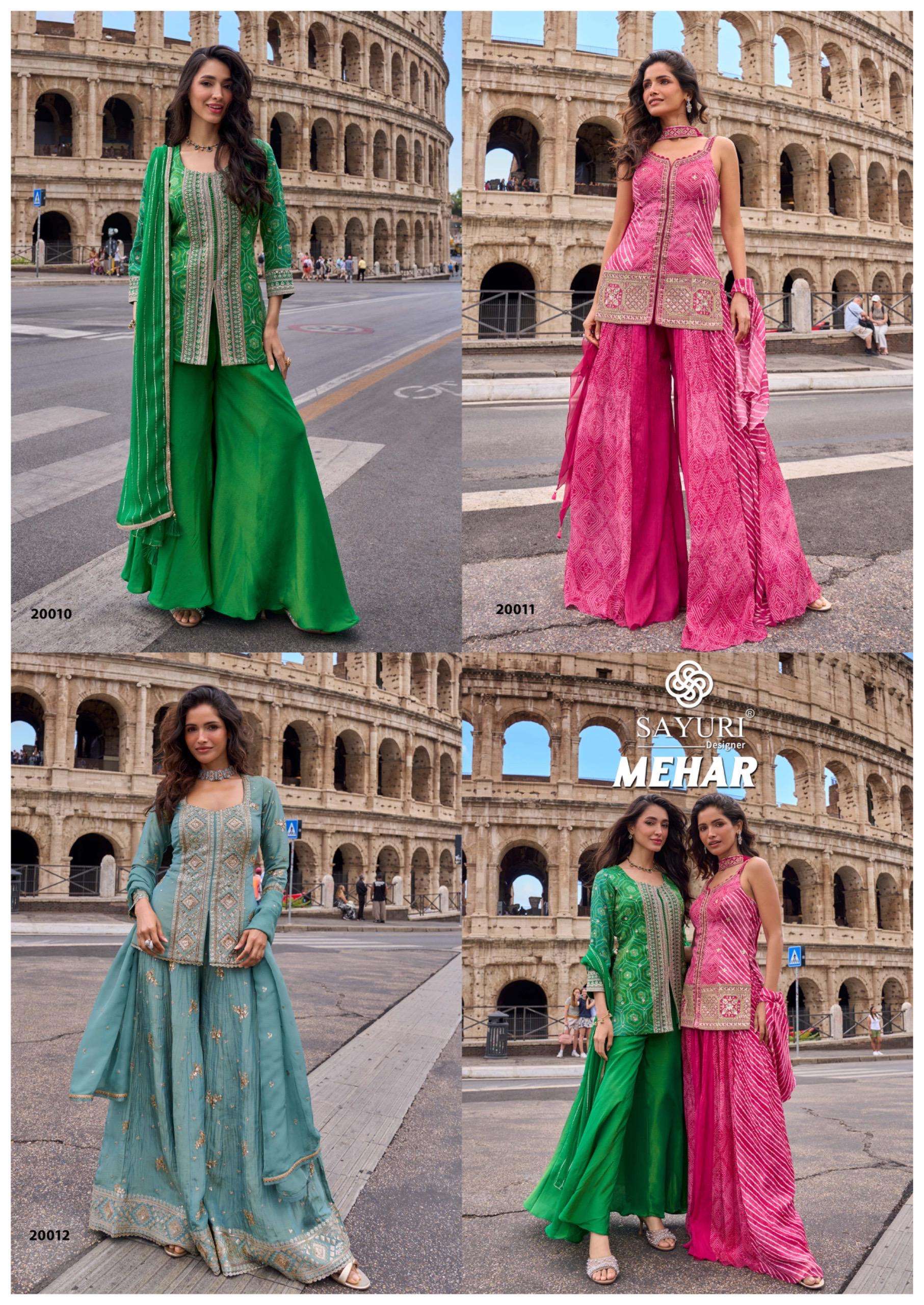 SAYURI DESIGNER MEHAR SILK BEAUTIFUL DESIGNER LOOK WEDDING FUNCTION WEAR LADIES SUIT