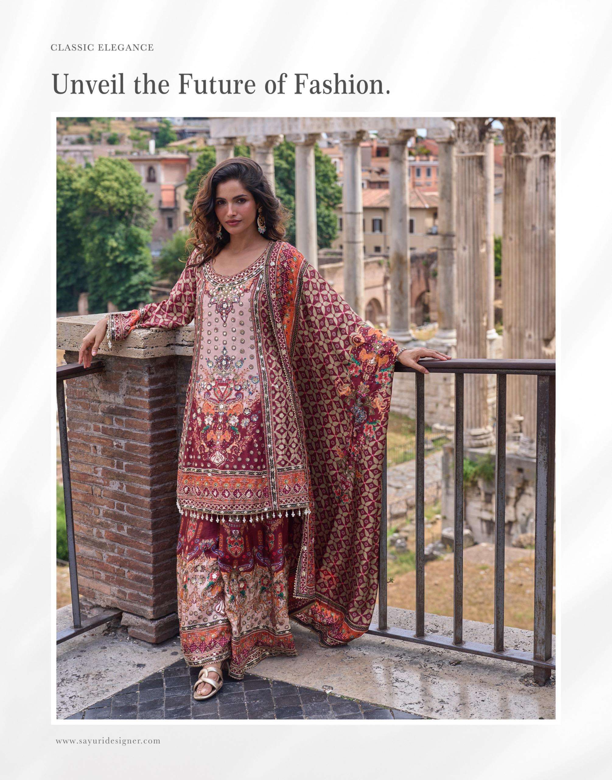 SAYURI DESIGNER NIMRIT SILK HEAVY EMBROIDERD DESIGNER WEDDING FUNCTION WEAR SUIT