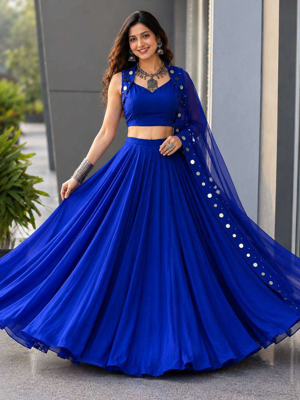 SC 344 COTTON MIRROR WORK DESIGNER BEAUTIFUL LOOK FESTIVE WEAR LEHENGA CHOLI 