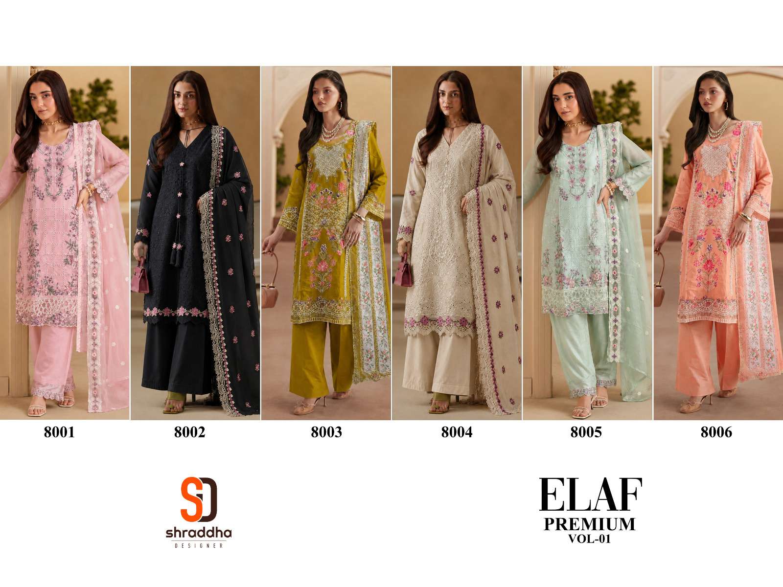 SHRADDHA DESIGNER ELAF PREMIUM VOL 1 COTTON EMBROIDERED DESIGNER WORK SUIT