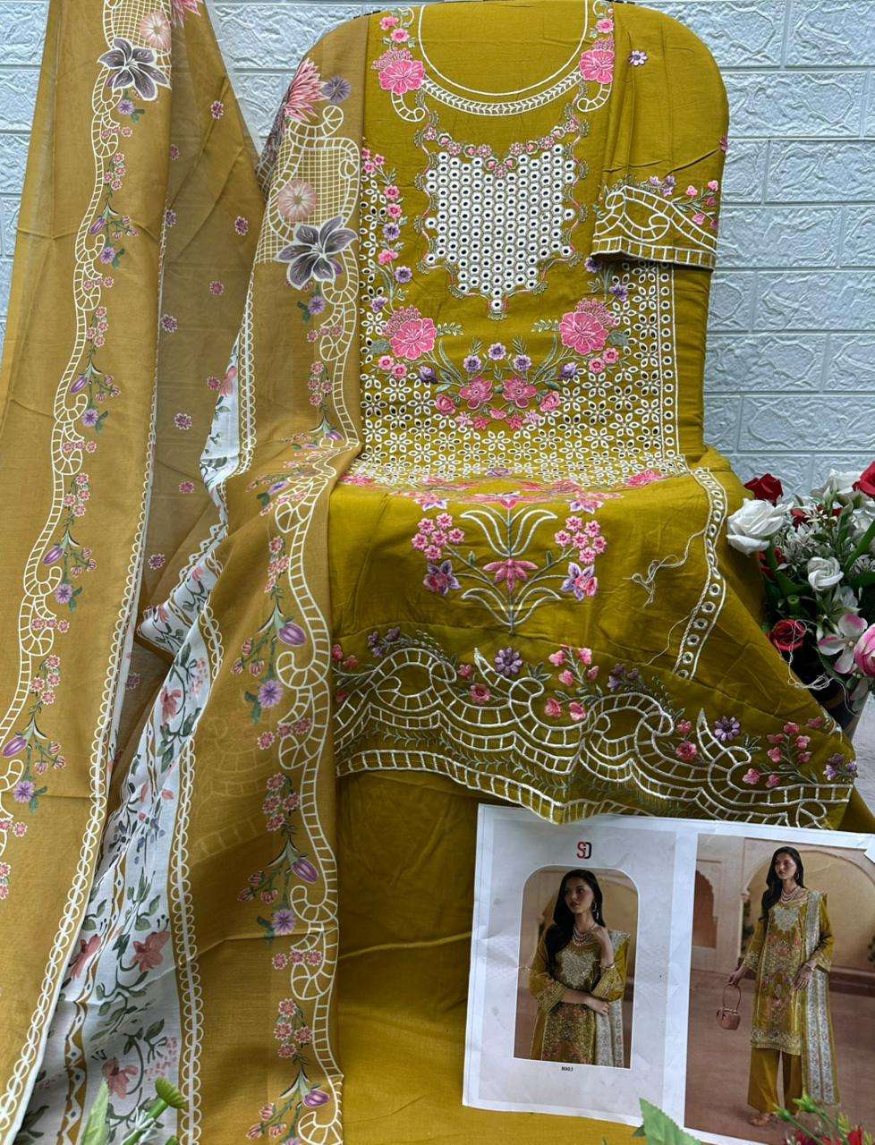 SHRADDHA DESIGNER ELAF PREMIUM VOL 1 COTTON EMBROIDERED DESIGNER WORK SUIT