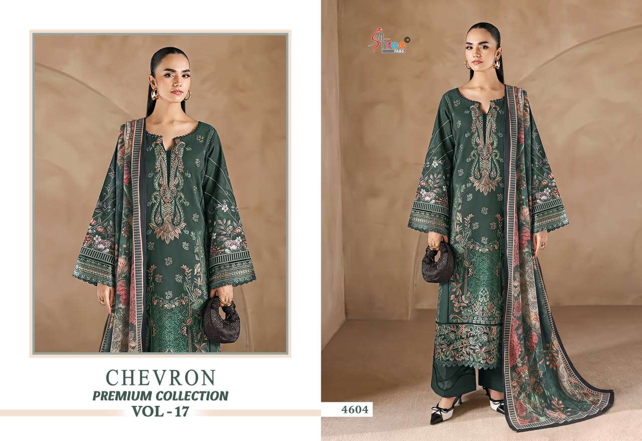 SHREE FABS CHEVRON PREMIUM COLLECTION VOL 17 COTTON EMBROIDERY DESIGNER WORK PAKISTANI SALWAR KAMEEZ