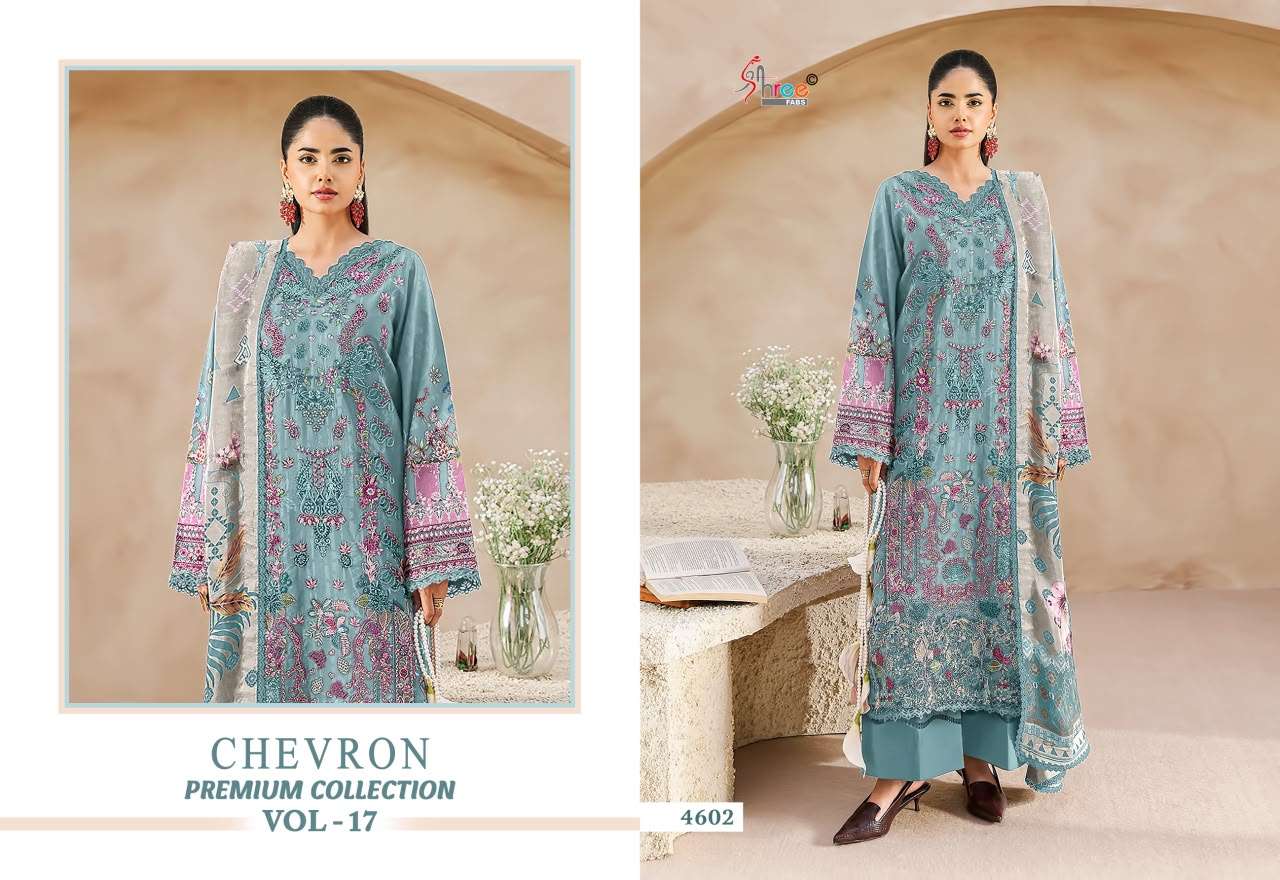 SHREE FABS CHEVRON PREMIUM COLLECTION VOL 17 COTTON EMBROIDERY DESIGNER WORK PAKISTANI SALWAR KAMEEZ