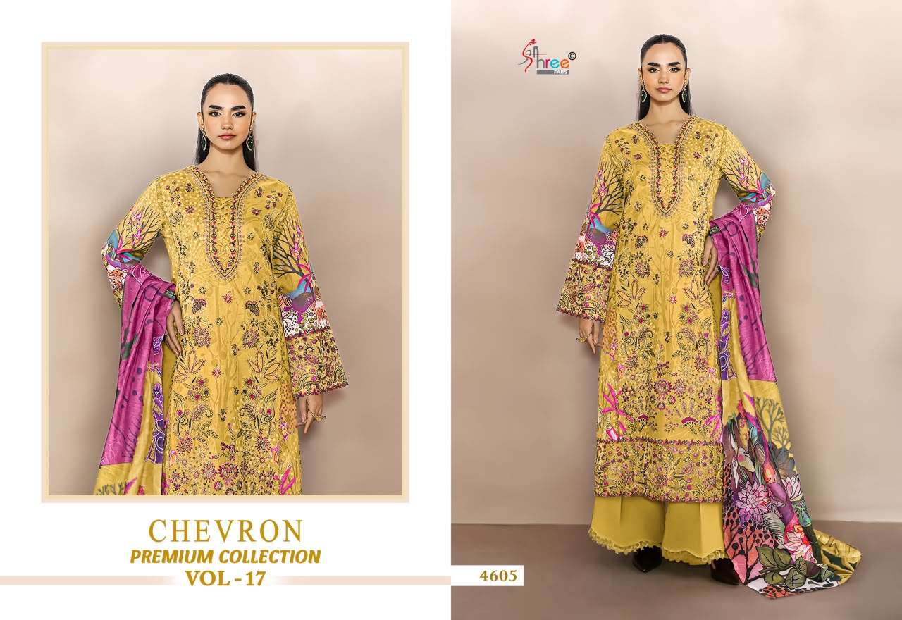 SHREE FABS CHEVRON PREMIUM COLLECTION VOL 17 COTTON EMBROIDERY DESIGNER WORK PAKISTANI SALWAR KAMEEZ