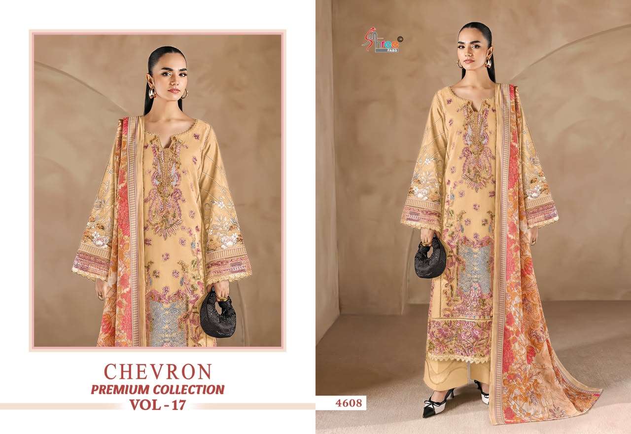 SHREE FABS CHEVRON PREMIUM COLLECTION VOL 17 COTTON EMBROIDERY DESIGNER WORK PAKISTANI SALWAR KAMEEZ