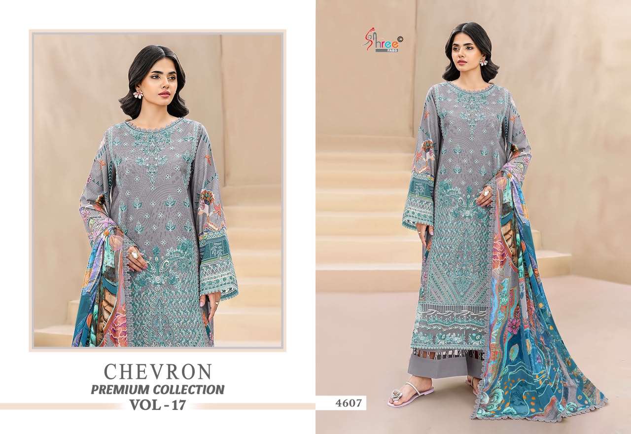 SHREE FABS CHEVRON PREMIUM COLLECTION VOL 17 COTTON EMBROIDERY DESIGNER WORK PAKISTANI SALWAR KAMEEZ