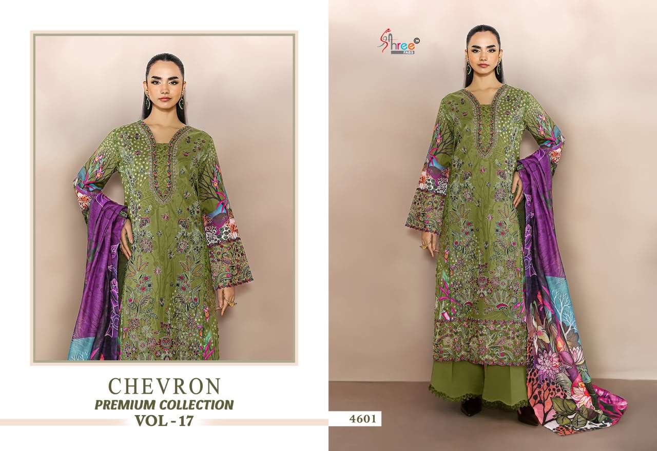 SHREE FABS CHEVRON PREMIUM COLLECTION VOL 17 COTTON EMBROIDERY DESIGNER WORK PAKISTANI SALWAR KAMEEZ