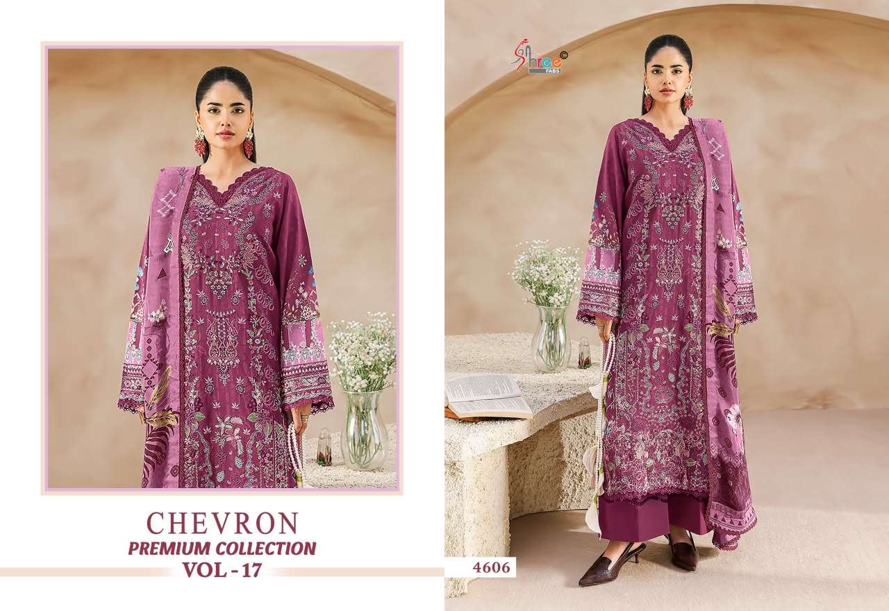 SHREE FABS CHEVRON PREMIUM COLLECTION VOL 17 COTTON EMBROIDERY DESIGNER WORK PAKISTANI SALWAR KAMEEZ