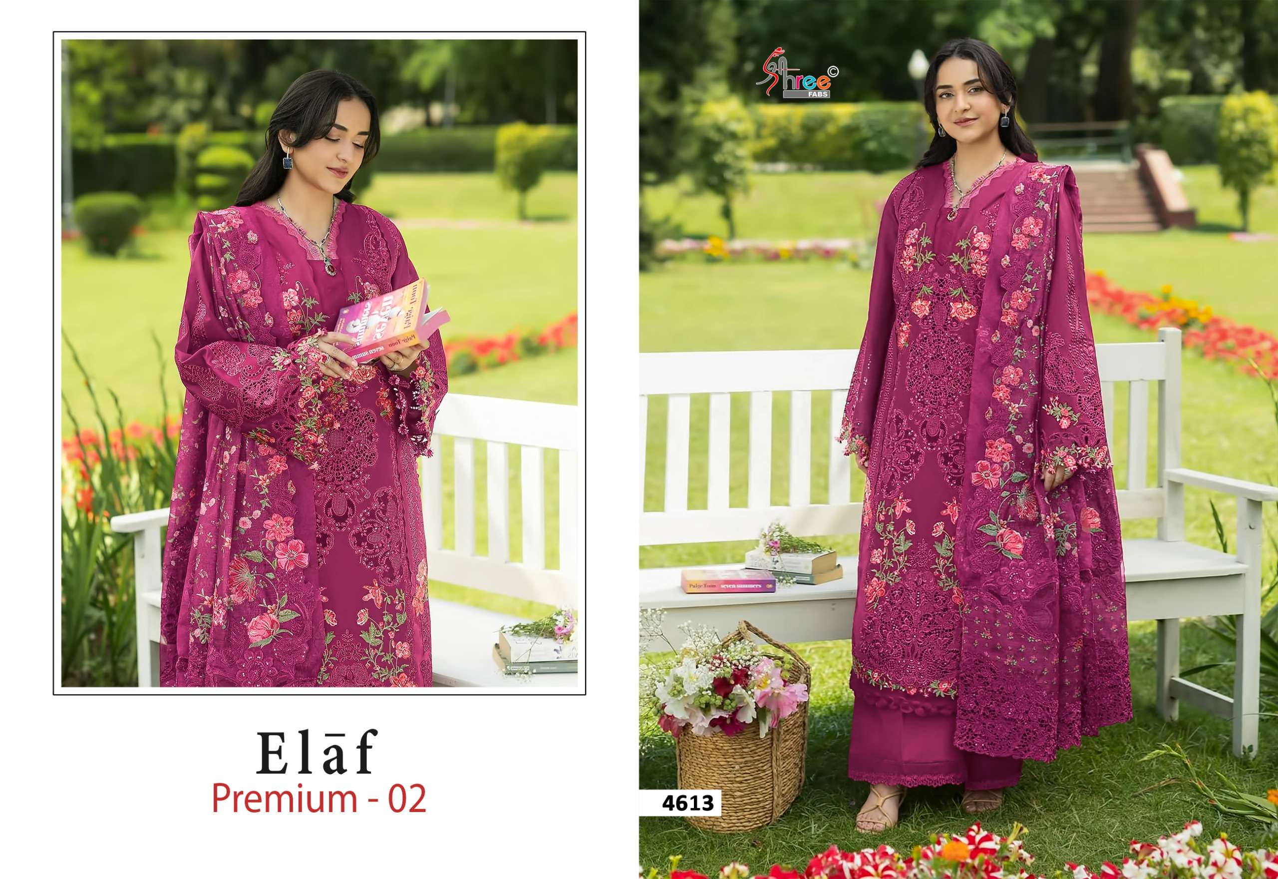 SHREE FABS ELAF PREMIUM VOL 2 COTTON HEAVY EMBROIDERY DESIGNER PAKISTANI SUIT