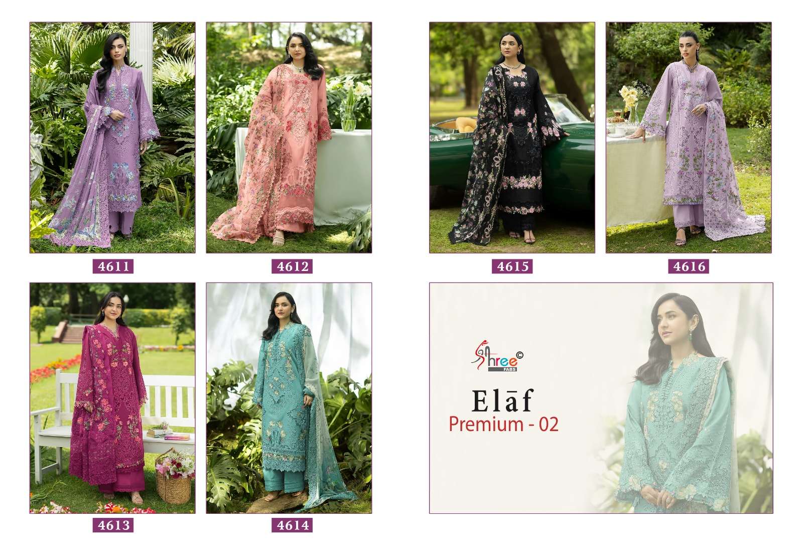 SHREE FABS ELAF PREMIUM VOL 2 COTTON HEAVY EMBROIDERY DESIGNER PAKISTANI SUIT