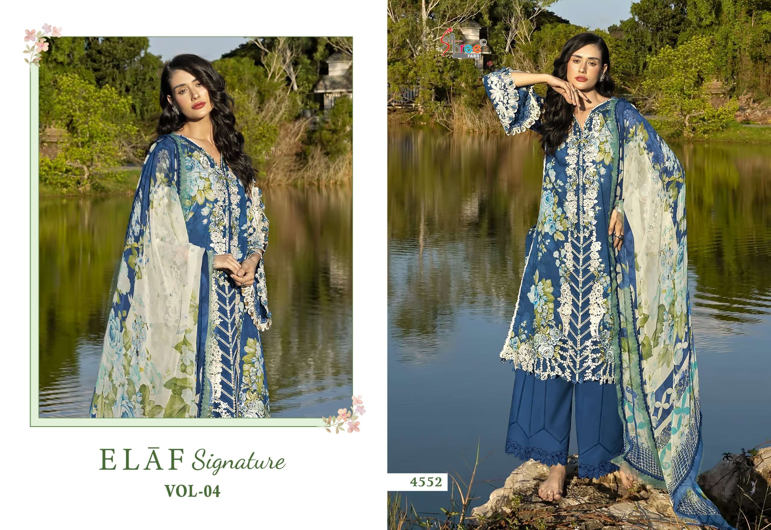 SHREE FABS ELAF SIGNATURE VOL 4 COTTON PRINT WITH PATCH EMBROIDERY WORK SUIT