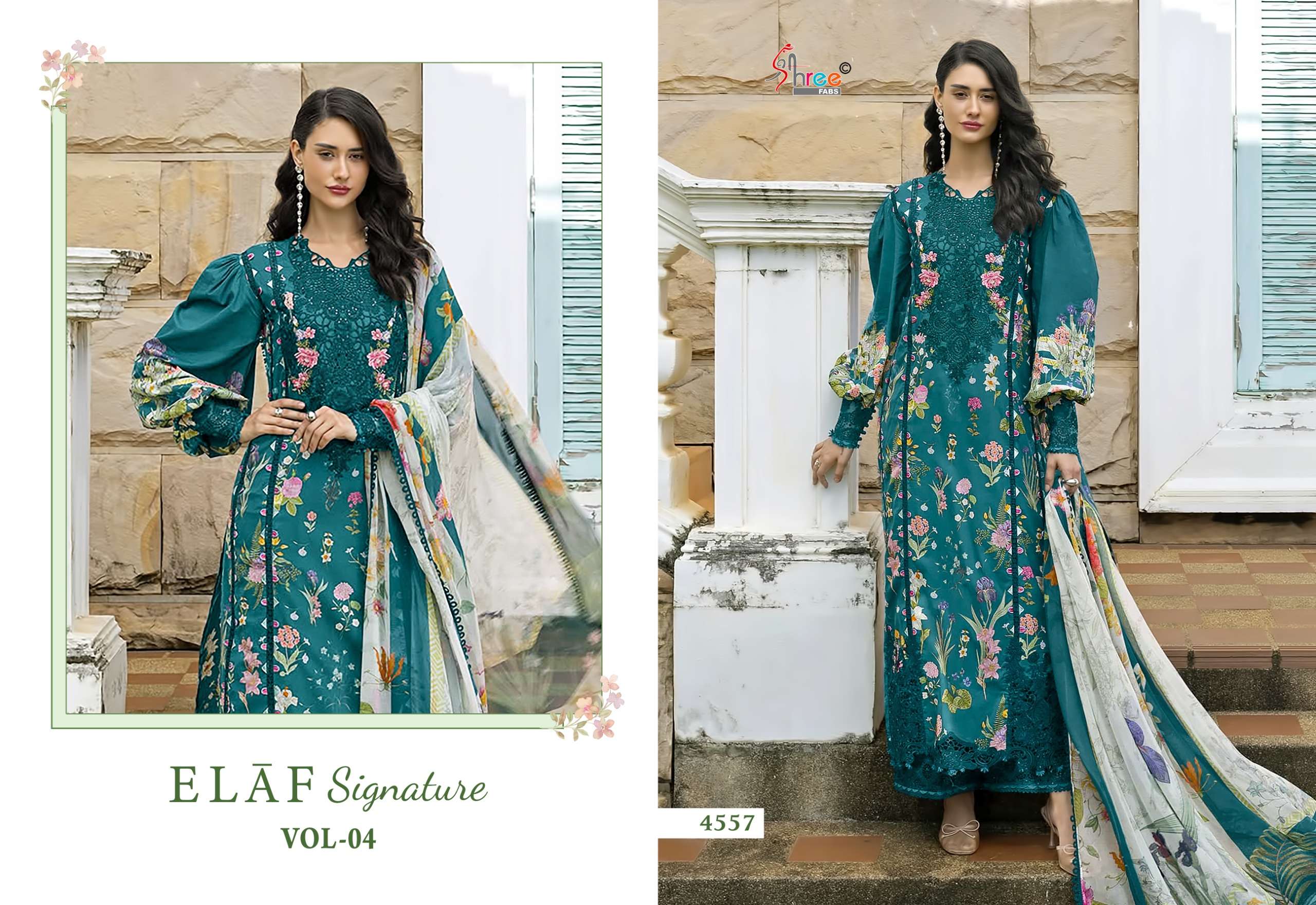 SHREE FABS ELAF SIGNATURE VOL 4 COTTON PRINT WITH PATCH EMBROIDERY WORK SUIT