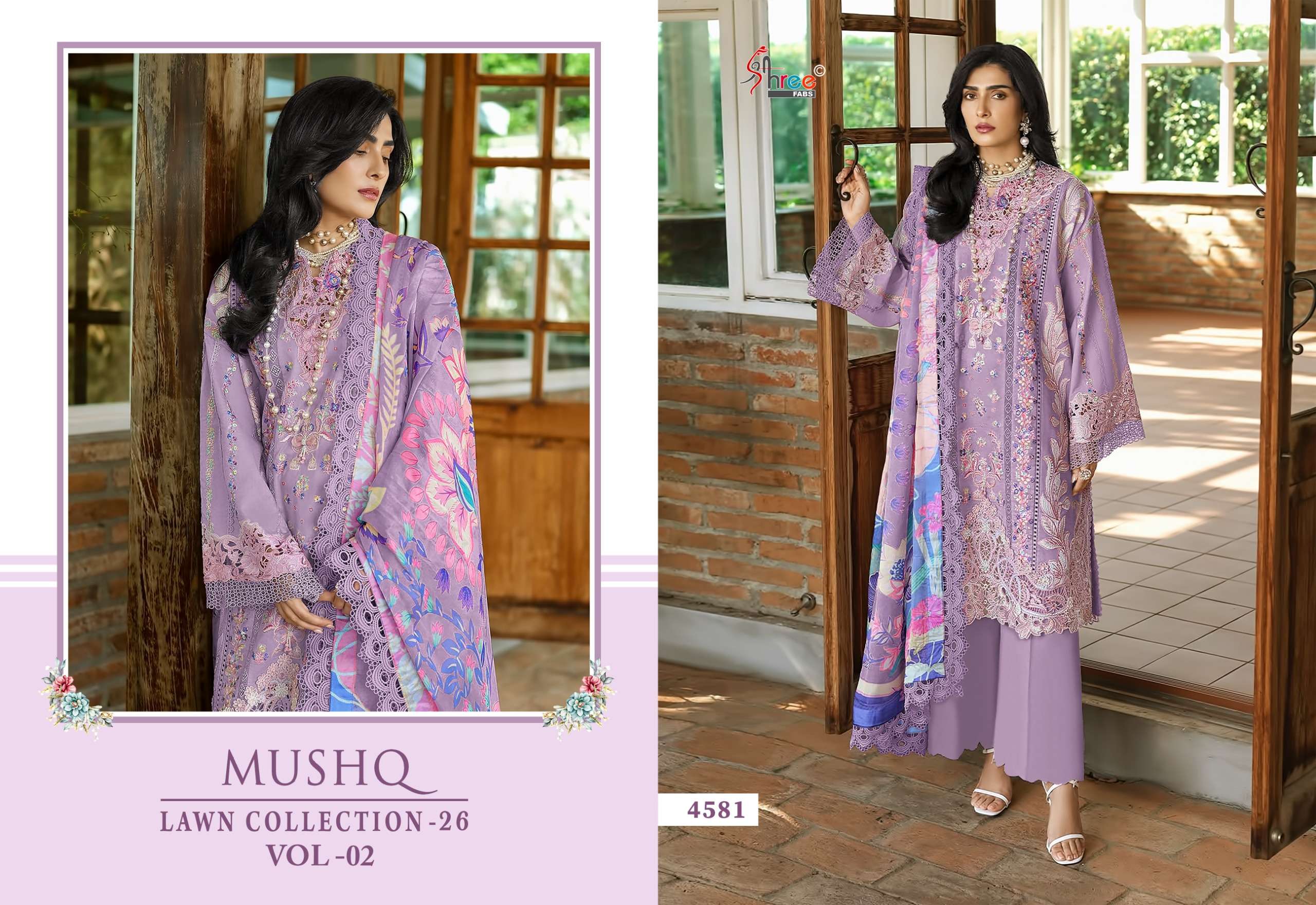 SHREE FABS MUSHQ LAWN COLLECTION VOL 2 COTTON HEAVY EMBROIDERY DESIGNER SUIT