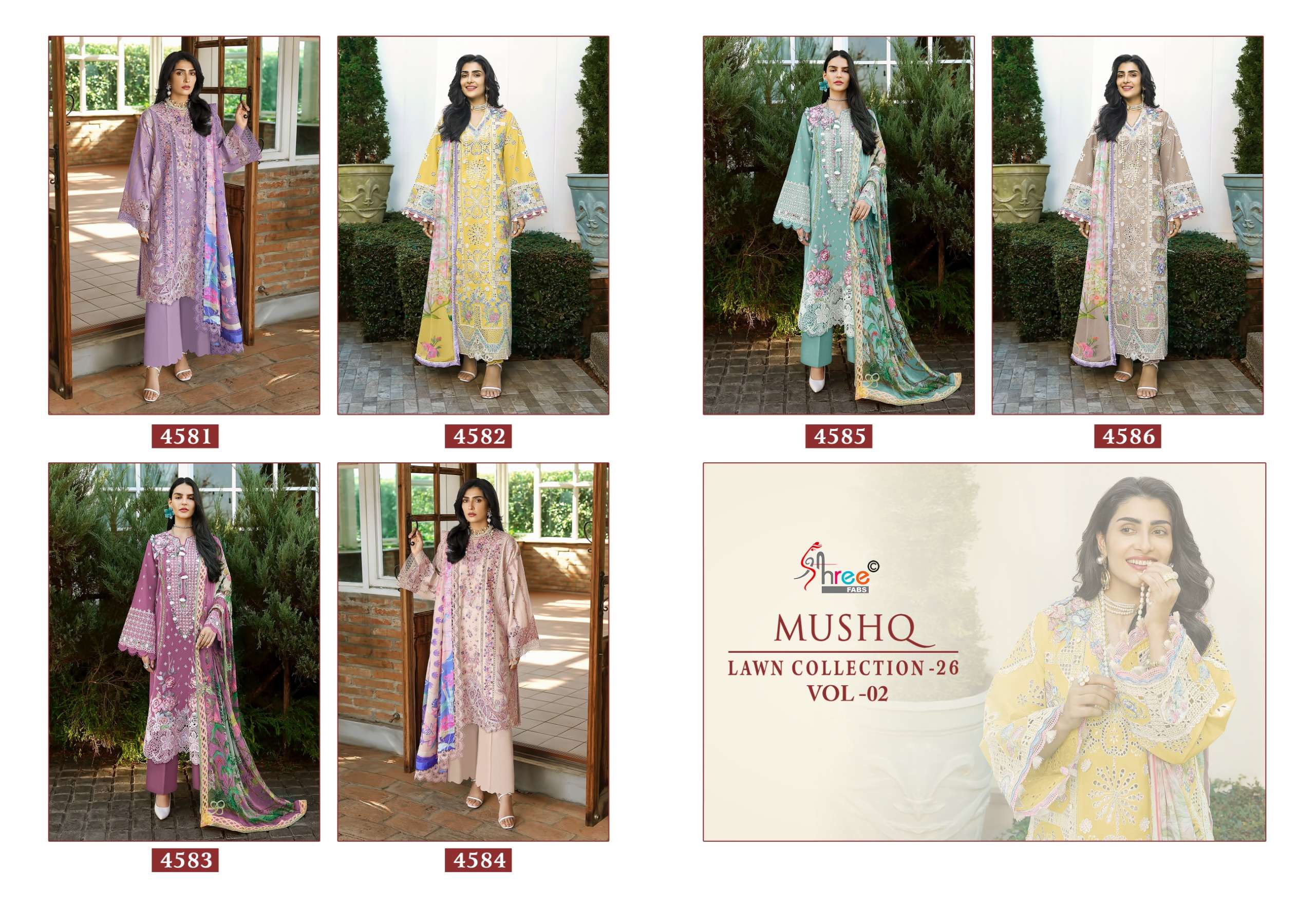 SHREE FABS MUSHQ LAWN COLLECTION VOL 2 COTTON HEAVY EMBROIDERY DESIGNER SUIT