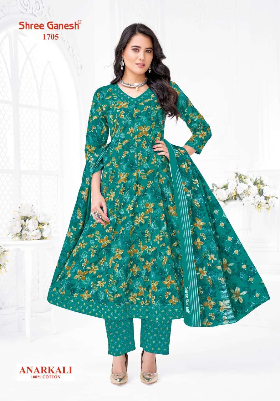 SHREE GANESH ZEENAT VOL 7 COTTON PRINTED FROCK STYLE KURTI BOTTOM AND DUPATTA SET 
