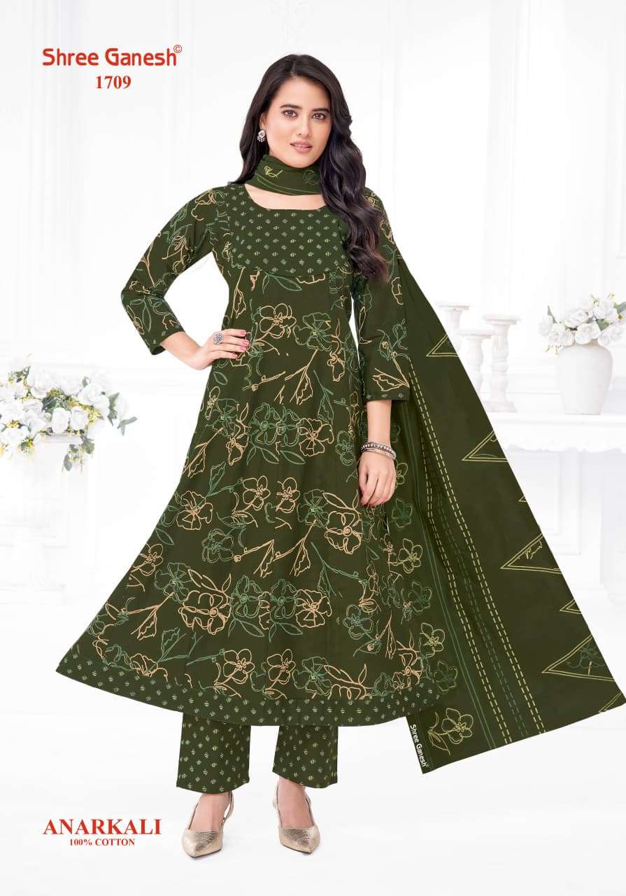 SHREE GANESH ZEENAT VOL 7 COTTON PRINTED FROCK STYLE KURTI BOTTOM AND DUPATTA SET 