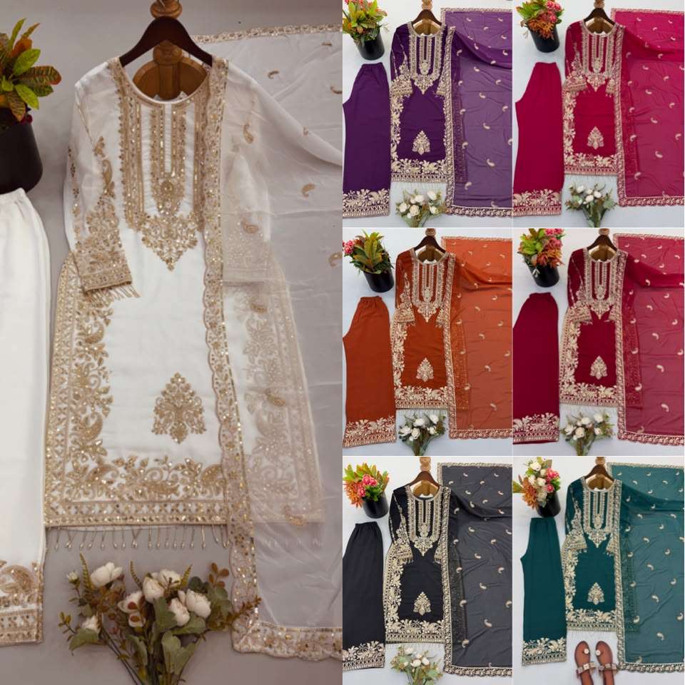 SR 1617 GEORGETTE HEAVY SEQUENCE EMBROIDERY DESIGNER WORK READY MADE SUIT