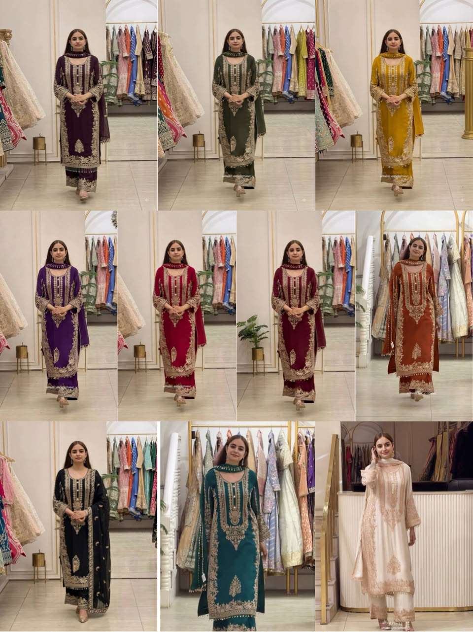 SR 1617 GEORGETTE HEAVY SEQUENCE EMBROIDERY DESIGNER WORK READY MADE SUIT