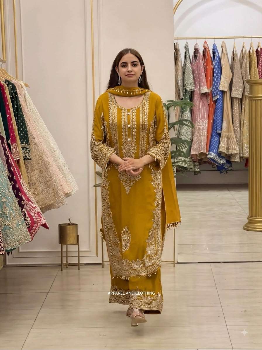 SR 1617 GEORGETTE HEAVY SEQUENCE EMBROIDERY DESIGNER WORK READY MADE SUIT