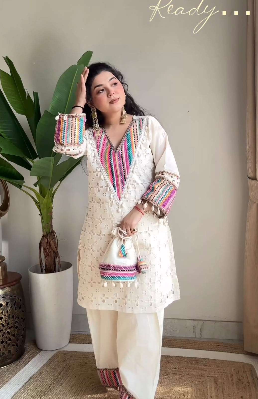 SR 1683 COTTON SCHIFLI BEAUTIFUL DESIGNER WORK FESTIVE WEAR TOP WITH BOTTOM PAIR 