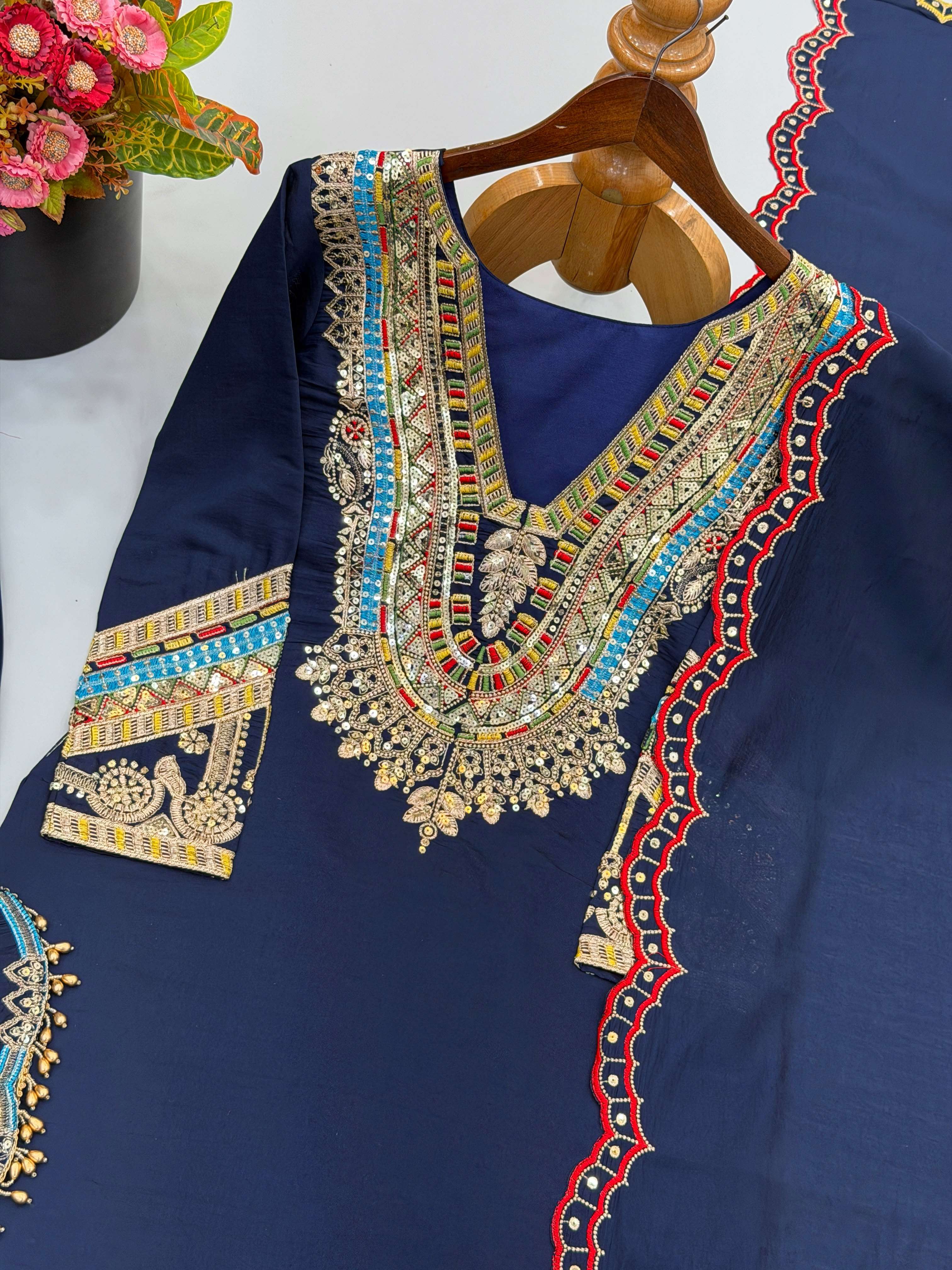 SR 1722 SILK BEAUTIFUL DESIGNER WORK FESTIVE WEAR LADIES SHARARA SUIT